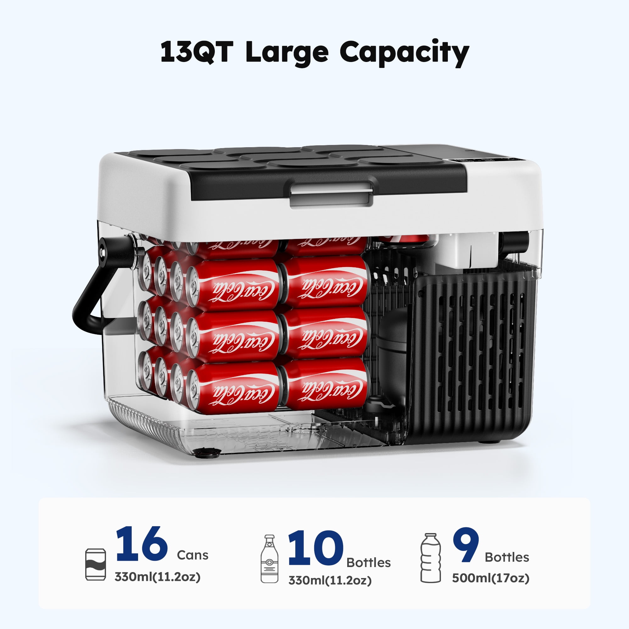 SIMZLIFE 12V Portable Car Refrigerator, Electric Cooler and Freezer for Camping and Travel (Black, 12 qt) 030x1