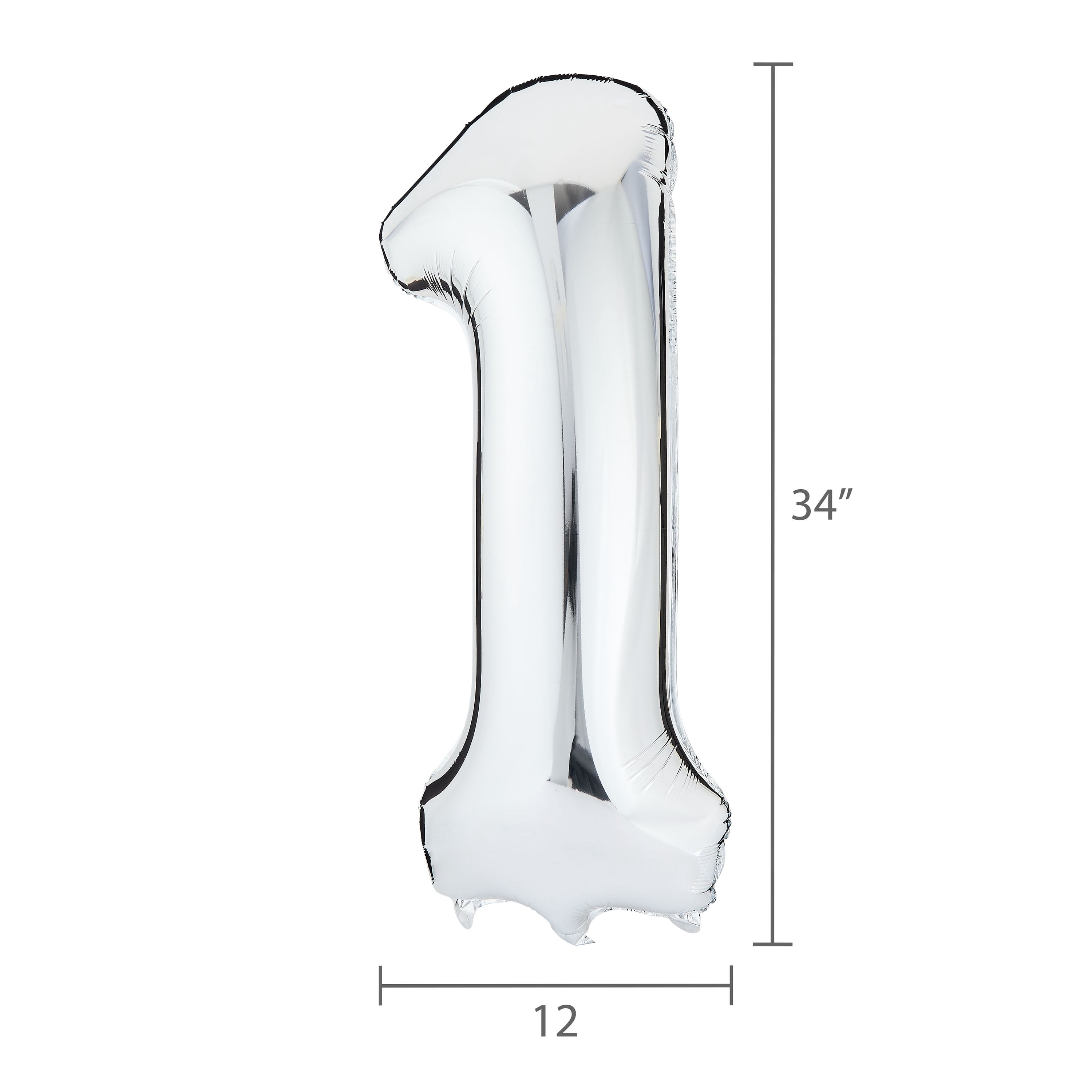 Way To Celebrate Number 1 Foil Balloon Party Decoration (Silver, 34 in) hhm6o
