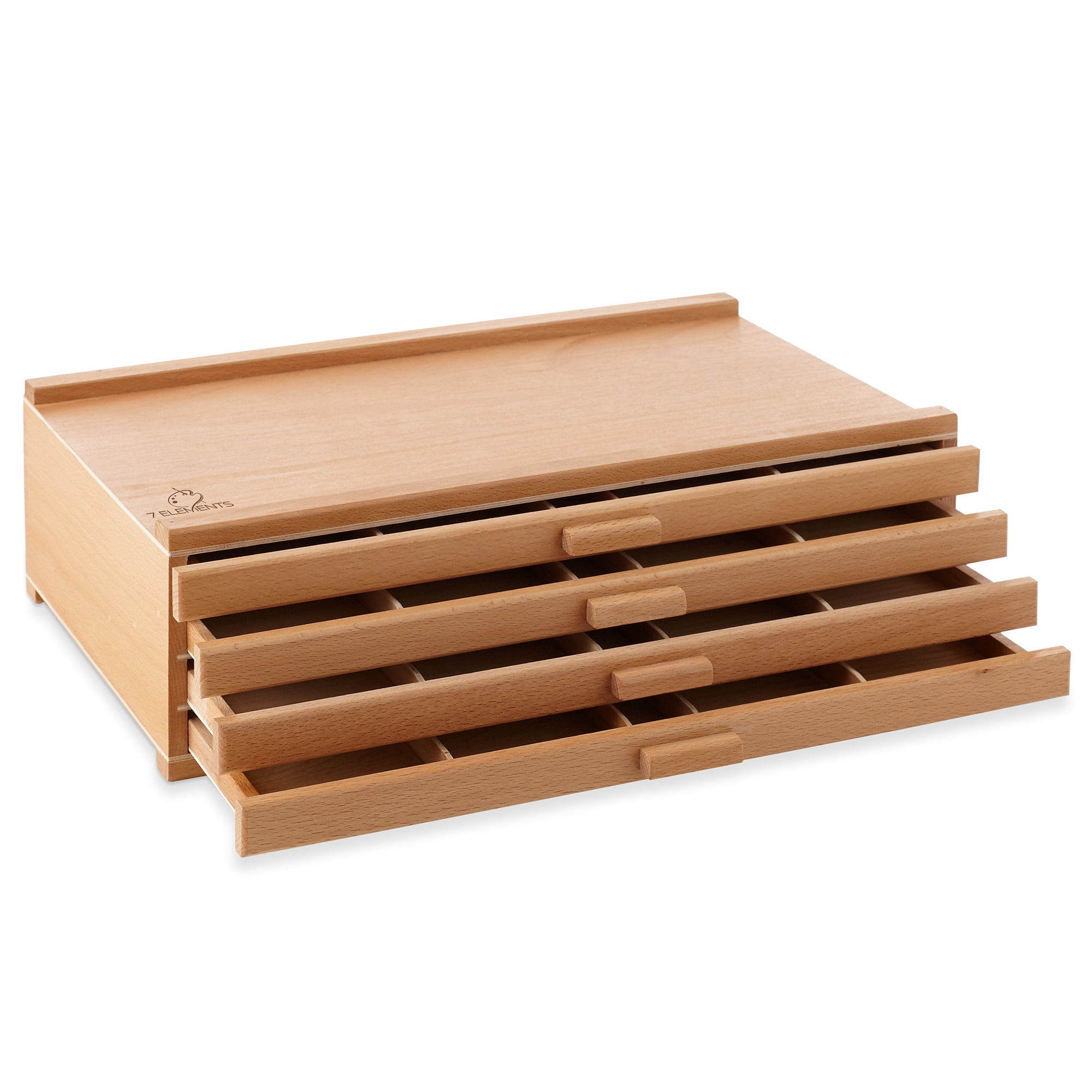 7 Elements 4 Drawer Wooden Artist Storage Supply Box for Art Supplies (White, 15.75 in x 9.5 in x 6 in) 9by81