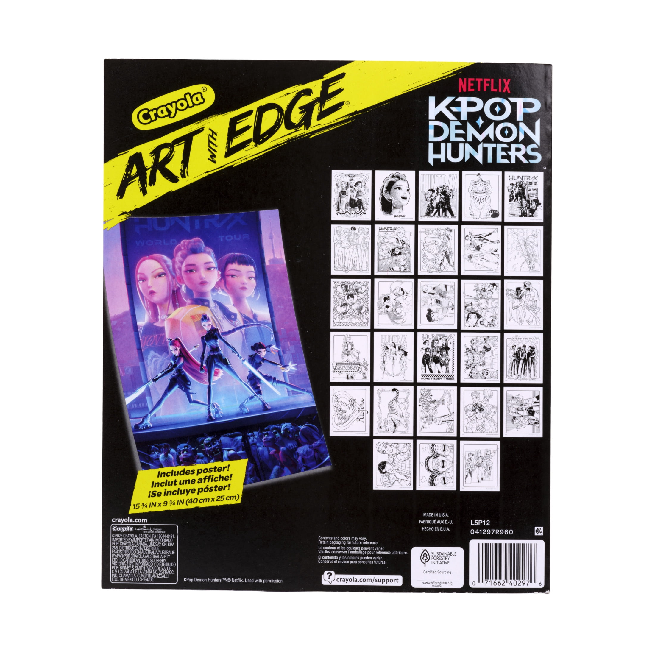 Crayola K Pop Demon Hunters Art With Edge Coloring Book (28 Pages, 8 in x 10 in) srld7