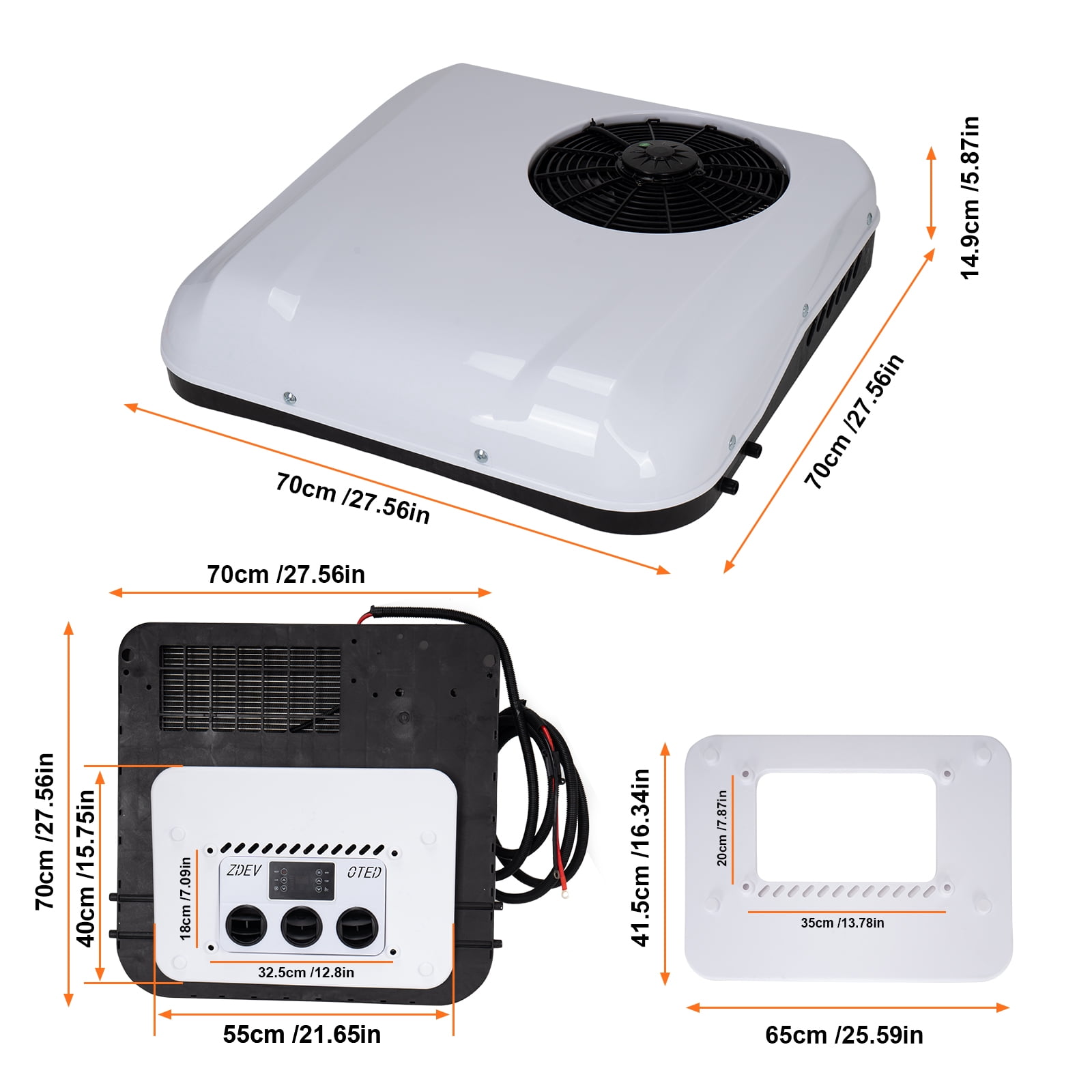 Jrswin 12V Rooftop Air Conditioner Unit for Semi Truck and RV (14500 BTU, 1 Unit) w9xqh