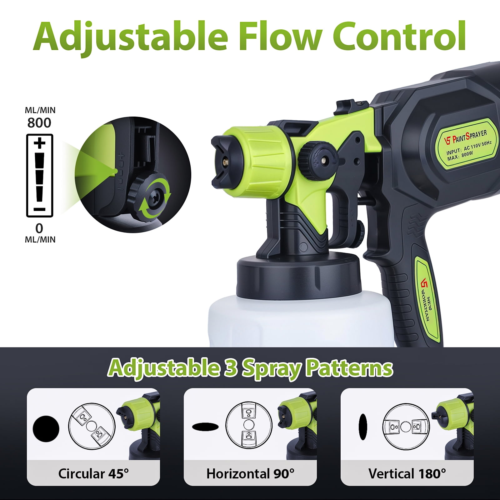 FOUKUS Electric HVLP Paint Sprayer Gun, High-Pressure Handheld Sprayer for Furniture and Walls (Green, 47.34 fl oz) 4jsbi