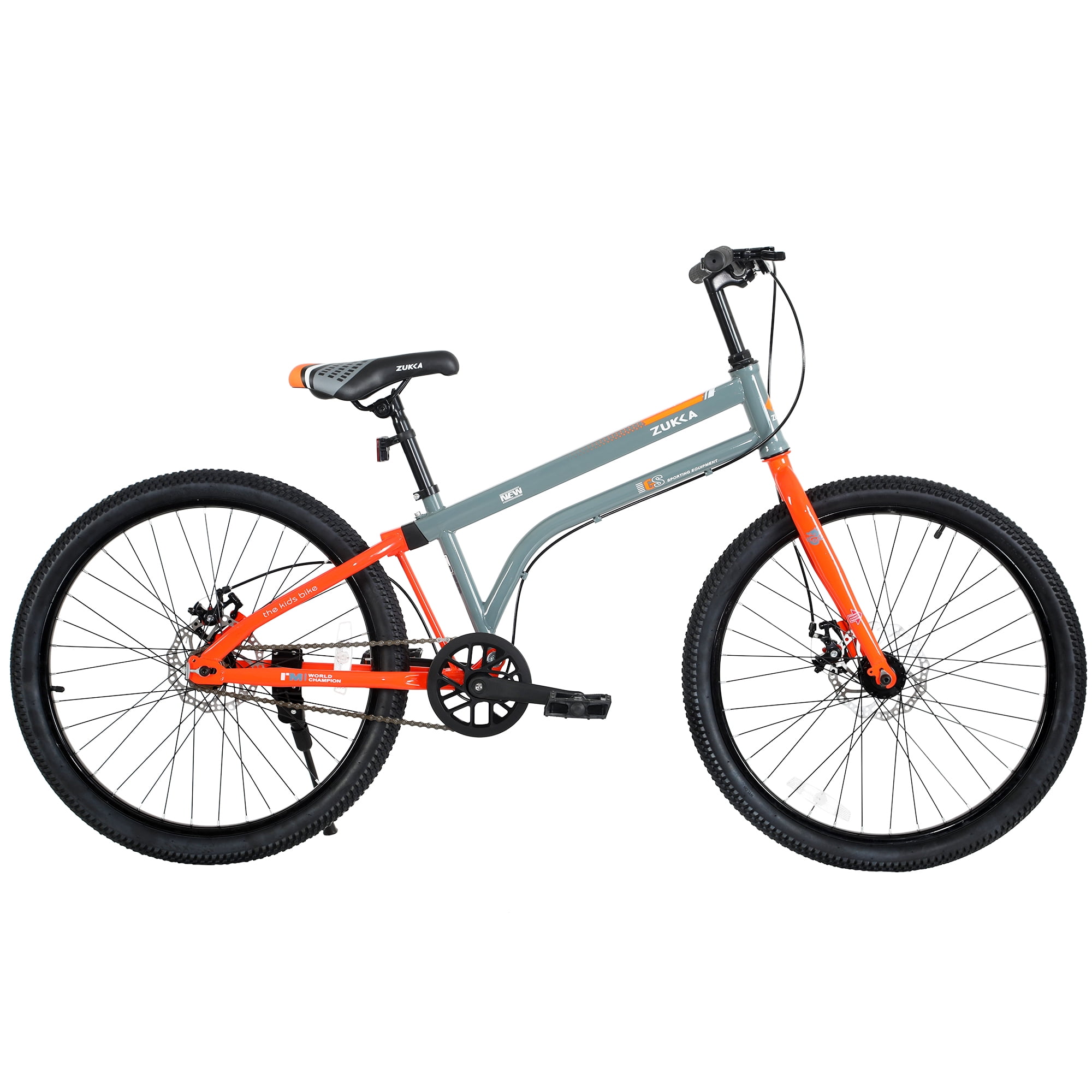 MEGHNA 24 in Mountain Bike Single Speed MTB with Dual Disc Brakes and Carbon Steel Frame (Gray, 24 in) 7rp7v