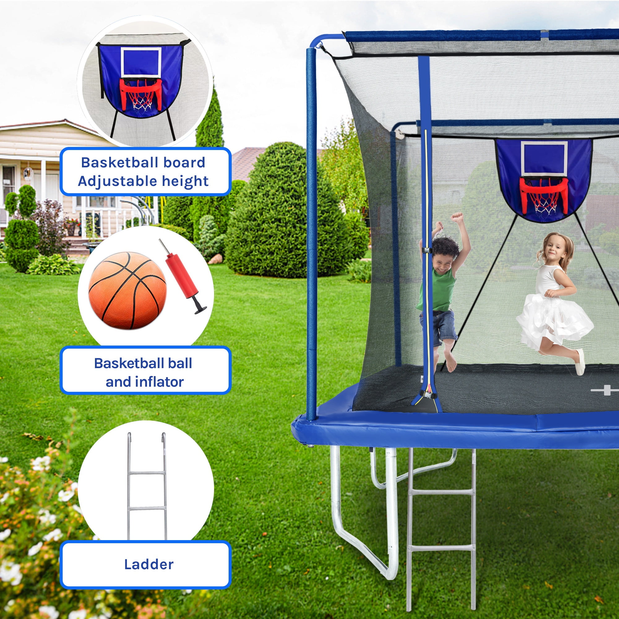 Segmart 8x12ft Rectangle Trampoline with Enclosure Net and Football Target (1000 lb Capacity) gkilj