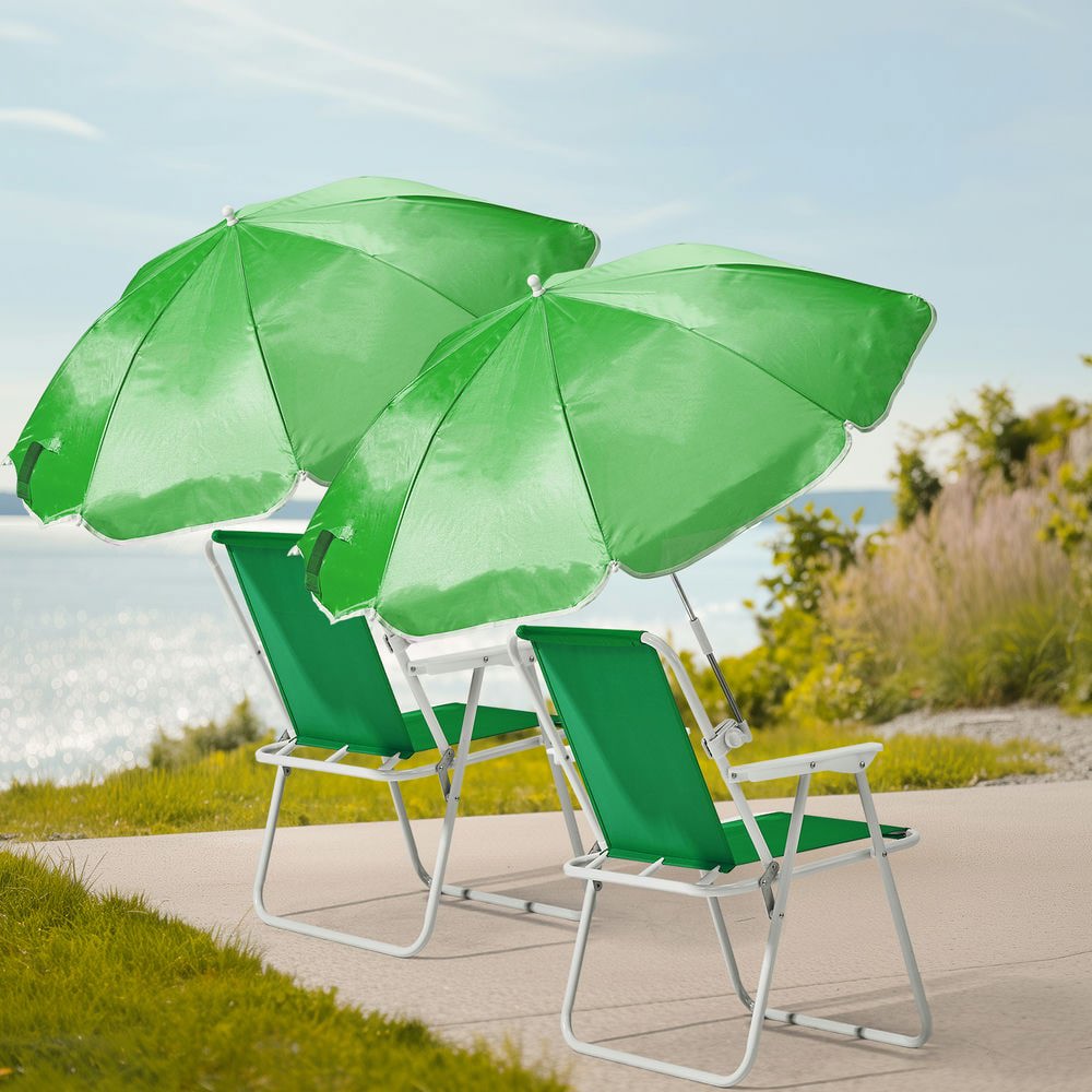 Resenkose Folding Beach Chair with Detachable Umbrella, Portable Outdoor Camping Seat (Green, 265 lb Capacity) bs21h