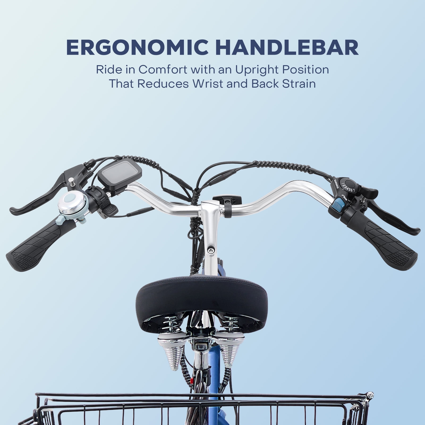 Viribus 24-inch 7-Speed Folding Electric Tricycle with 350W Motor and Rear Storage Basket (Blue, 24 in) ag2k7
