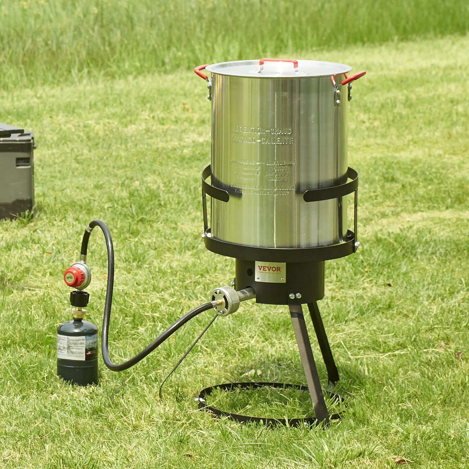 VEVOR 30 Qt Turkey Deep Fryer Propane Boiler Steamer Stock Pot (Silver, 30 qt) q7lca