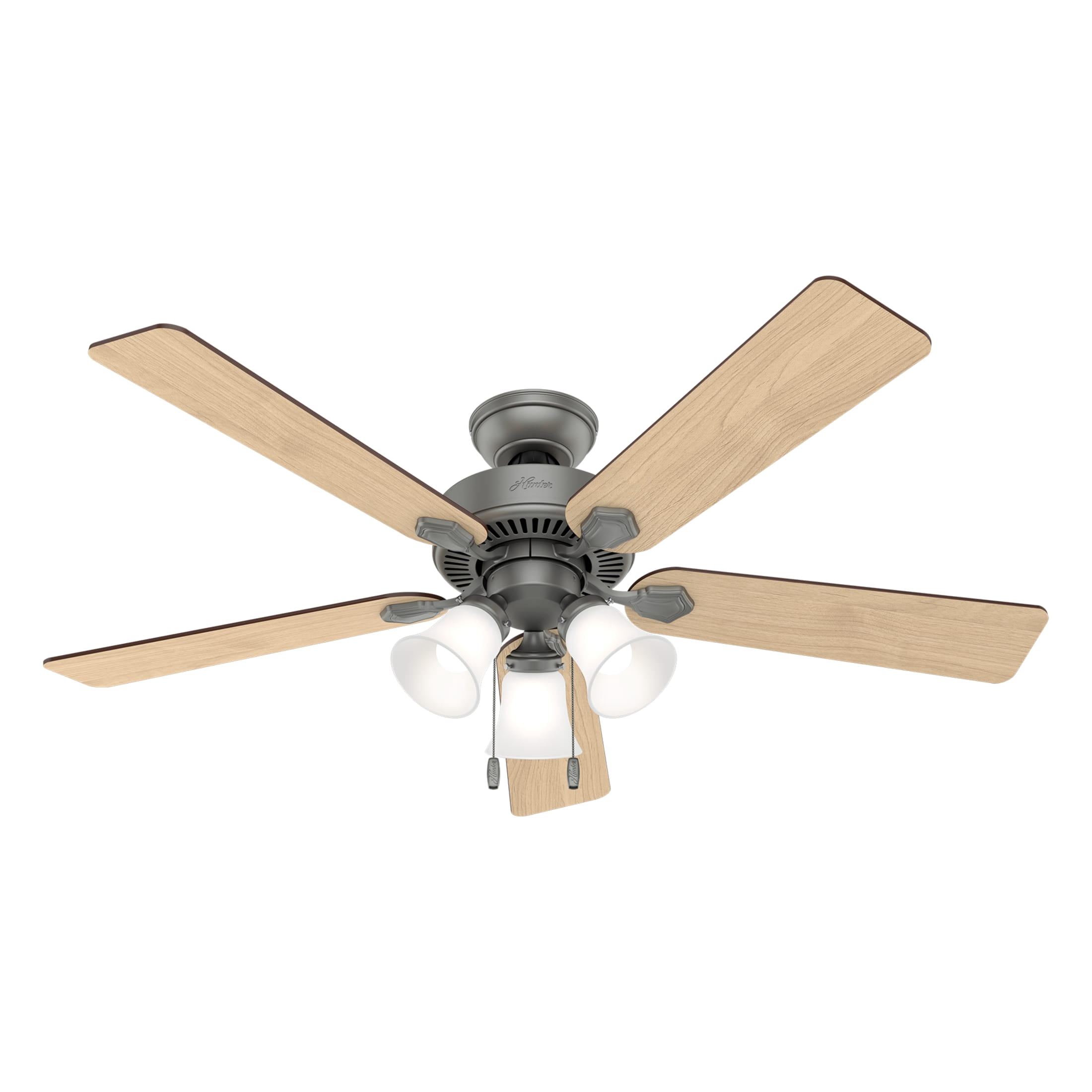 Hunter Swanson 52 in Indoor Ceiling Fan with LED Lights (Matte Silver, 52 in) t92b8