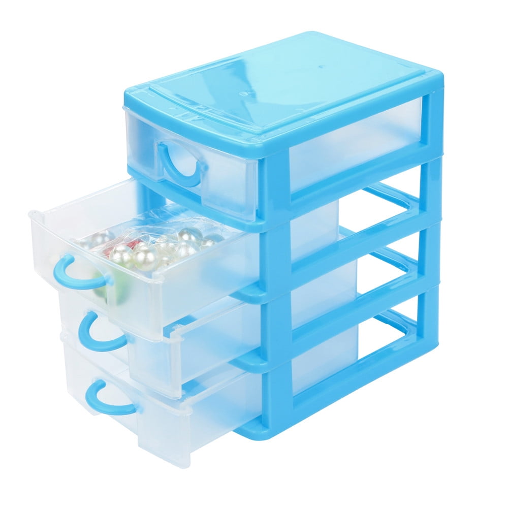 aoksee Desktop Storage Organizer Drawer Durable Plastic Mini Sundries Case (Blue, 6 in x 4 in x 3 in) kwsd3
