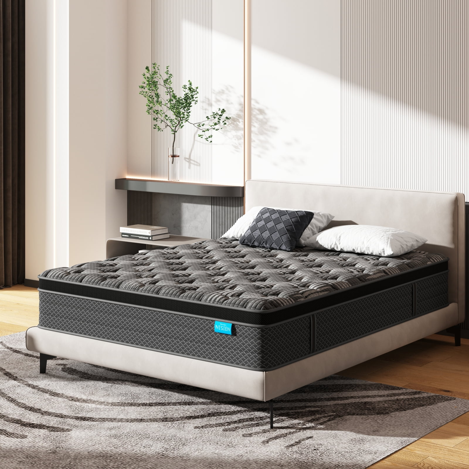 Nisien Queen Hybrid Mattress, Gel Memory Foam and Pocket Spring Innerspring Mattress for Pressure Relief (Medium Firm, 60 in x 80 in x 12 in) 9ch0p