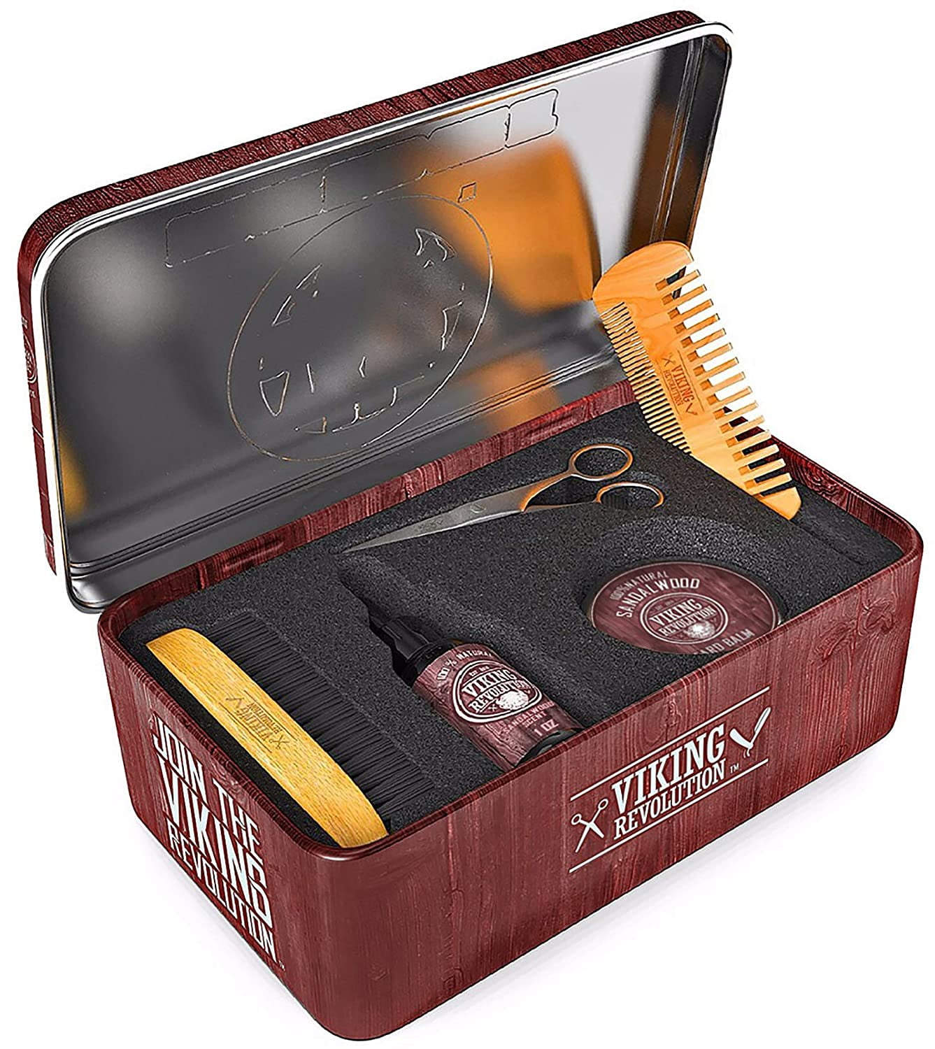 Viking Revolution Ultimate Beard Grooming Kit for Men with Boar Brush, Wood Comb, Sandalwood Balm, Oil, and Scissors (6 Piece Set) 1qvqv