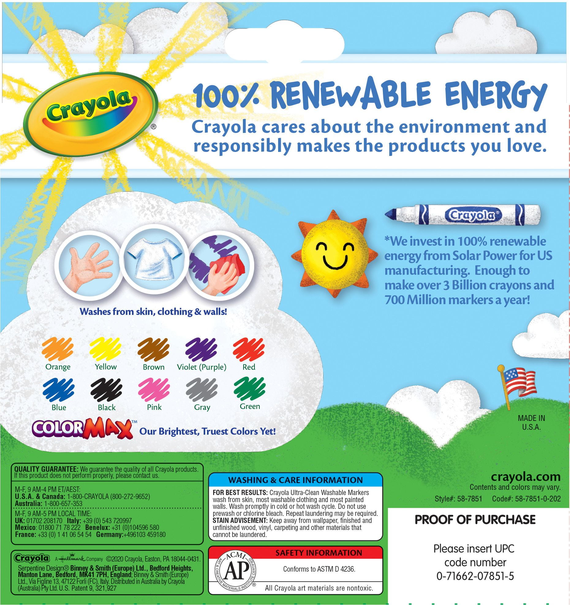 Crayola Ultra-Clean Washable Broad Line Markers, Non-Toxic Art Supplies for Kids (Assorted Colors, 10 Ct) 6kxnd