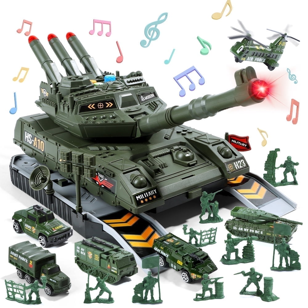JoyStone Military Vehicle Set Battle Tank Toy with Realistic Light and Sound (6 Pack, Multi-Color) obcu4