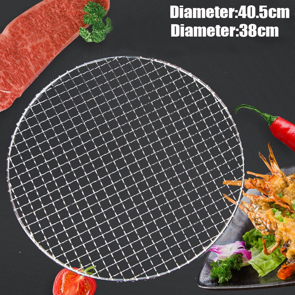 Oukaning LED 16 Inch Round Stainless Steel BBQ Grill Grate, Heavy-Duty 304 Food Grade Wire Rack for Charcoal Gas Grills and Fire Pits (16 in) saop3