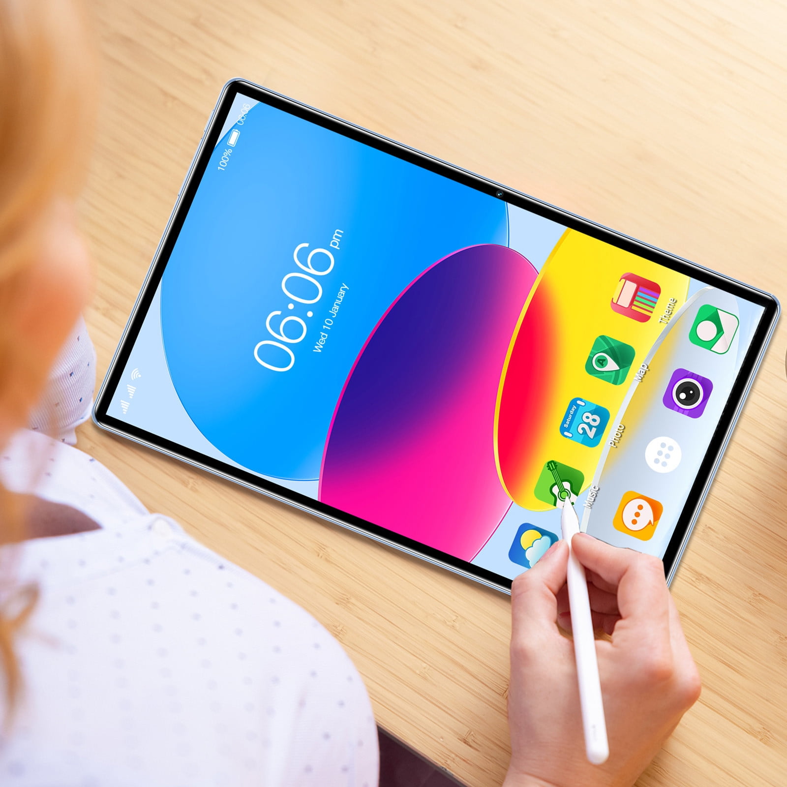 Taicanwovil 10.1 in Android Tablet, 4GB RAM 32GB ROM, 2K HD Display, 5G WiFi, Dual SIM, High-Resolution Cameras (Blue, 10.1 in) y6n2w