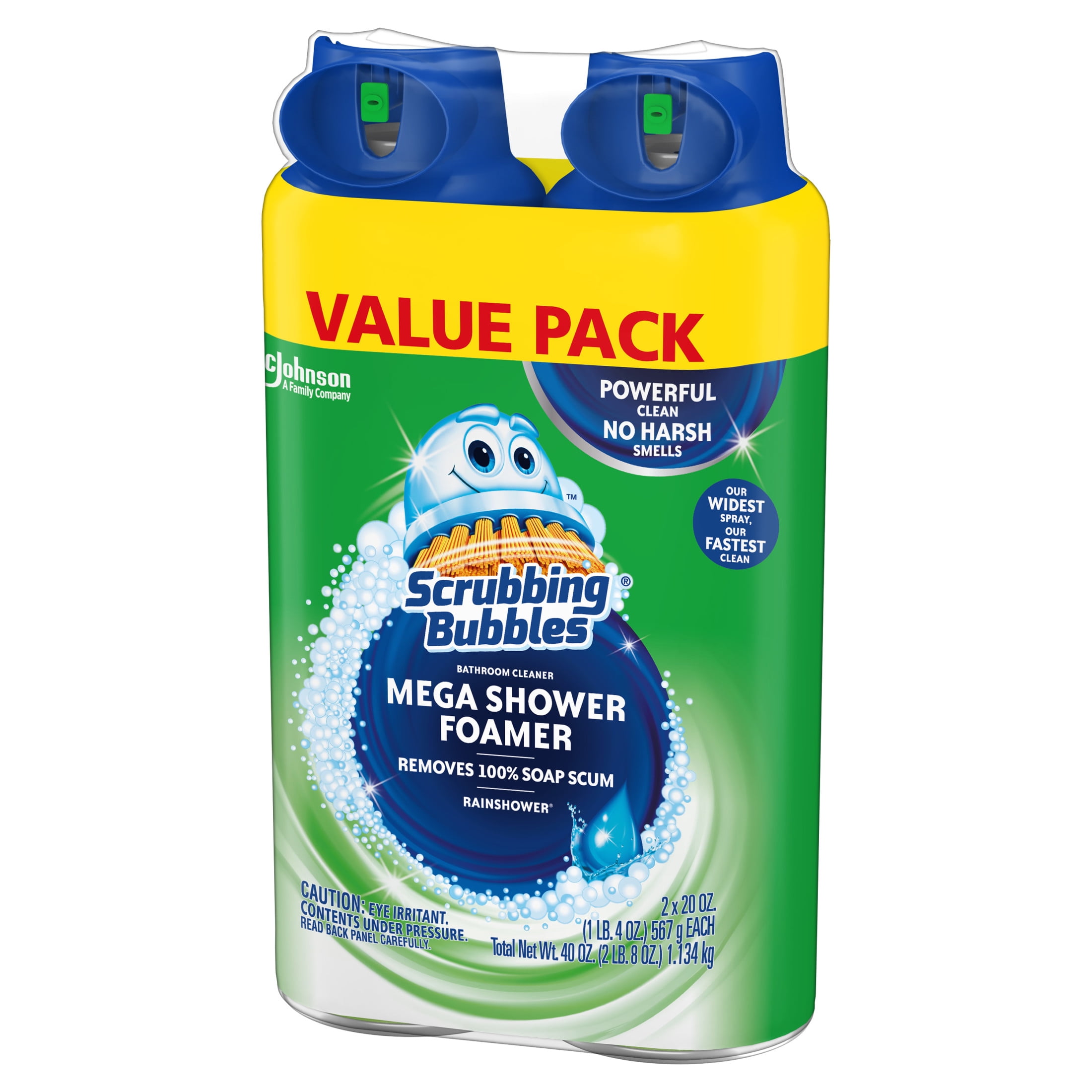 Scrubbing Bubbles Mega Shower Foamer Bathroom Disinfectant Cleaner, Rainshower Scent (20 oz, 4 Pack) gj8p7