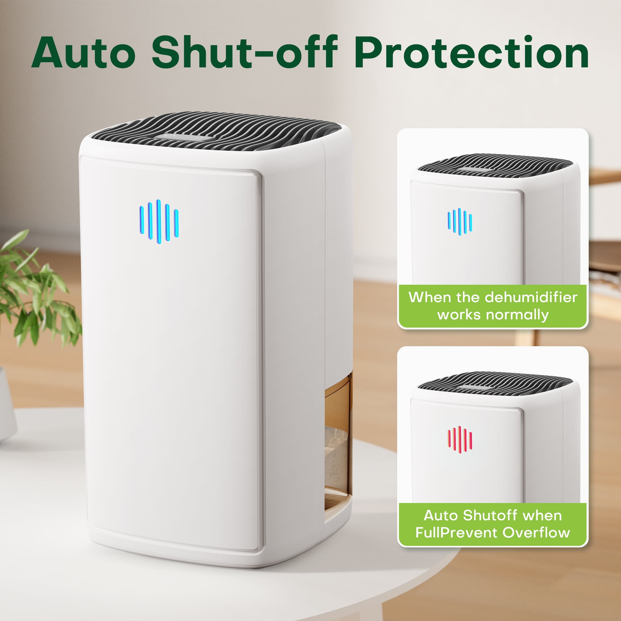 Kloudic Compact Dehumidifier for Home, Quiet Portable Air Dryer with Auto Shut Off (White, 37 oz) p15yx
