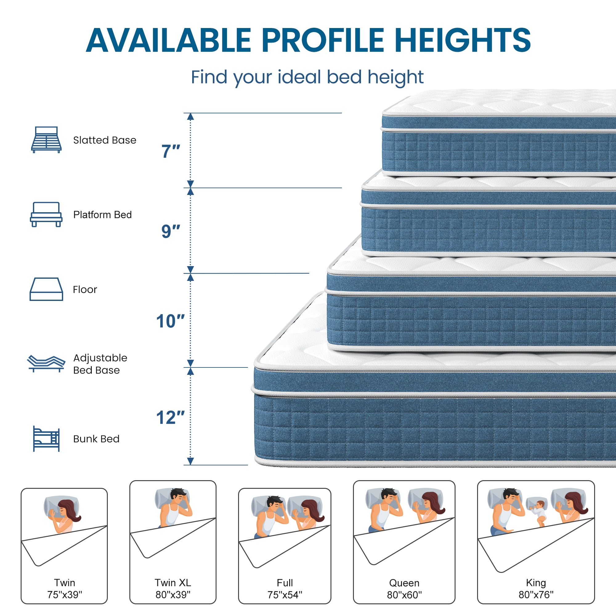 Neche 10 in Twin Hybrid Mattress, Memory Foam and Pocket Spring Bed with Medium Feel (Twin, 10 in) px33c