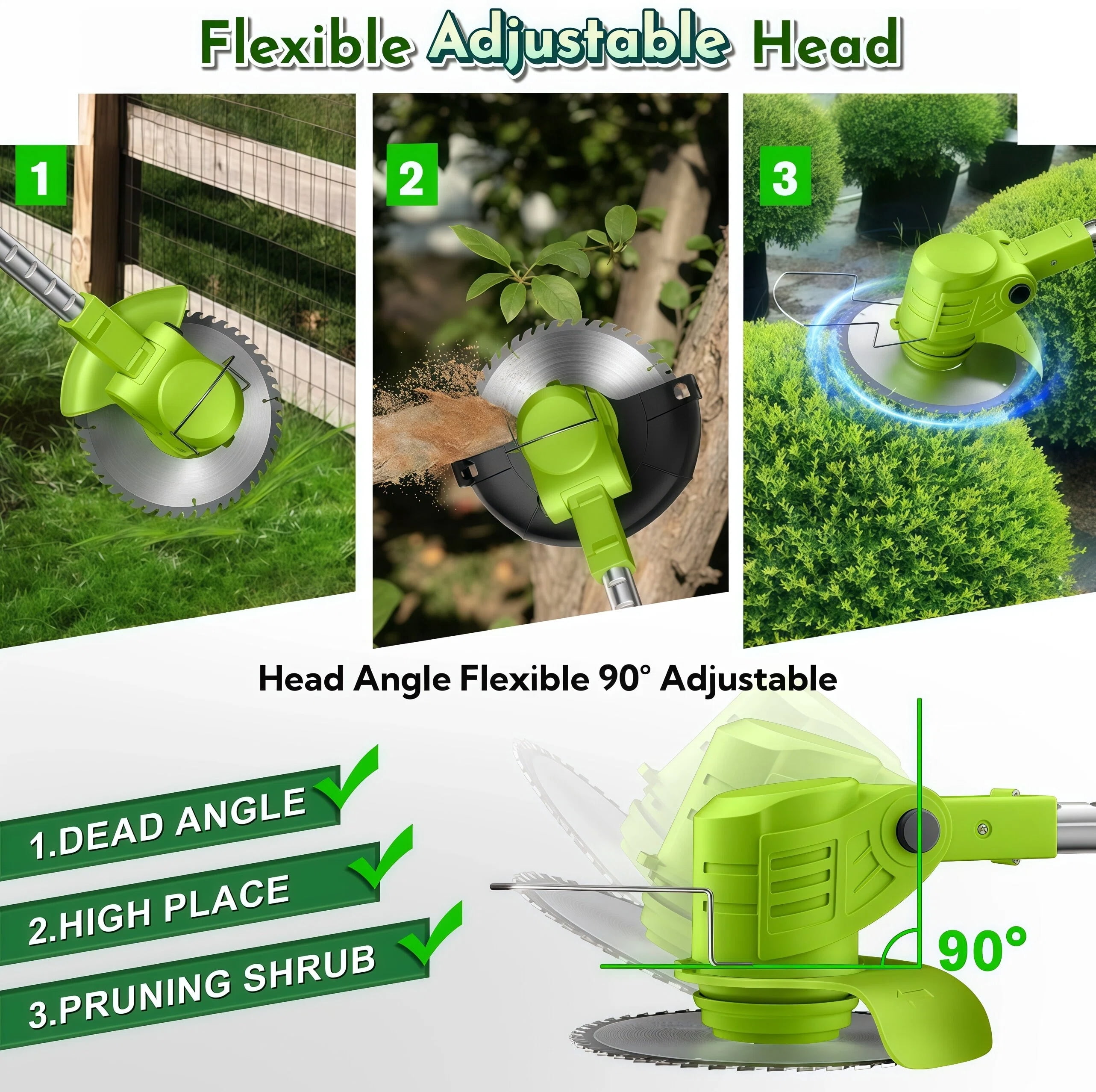 Teblint 800W Cordless Electric Weed Wacker, String Trimmer and Edger with Wheels, 21V Batteries, Adjustable Telescopic Pole (Green, 4.5 lb) 1hgmz