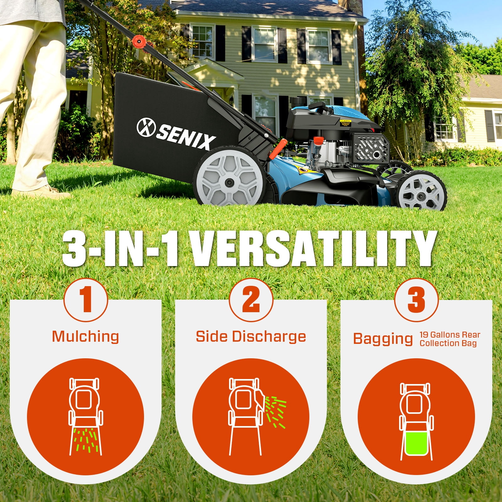 Senix 3-in-1 Outdoor Power Equipment Combo (Blue, 3-Piece Set) 6k05k