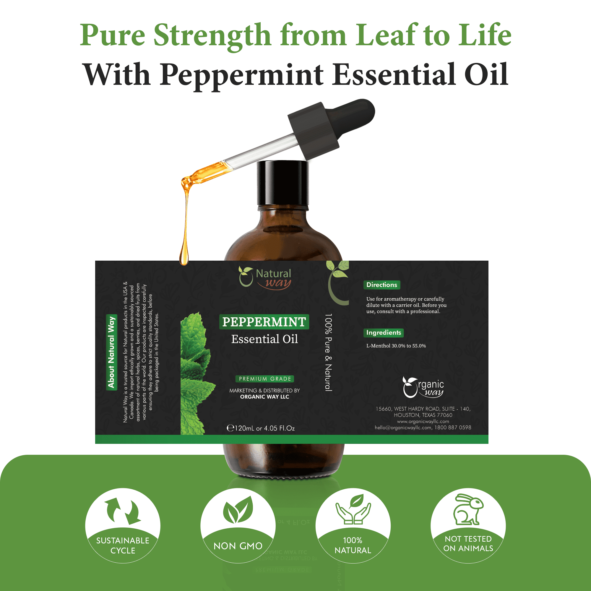 Organic Way Peppermint Essential Oil (1 fl oz) yv7xc