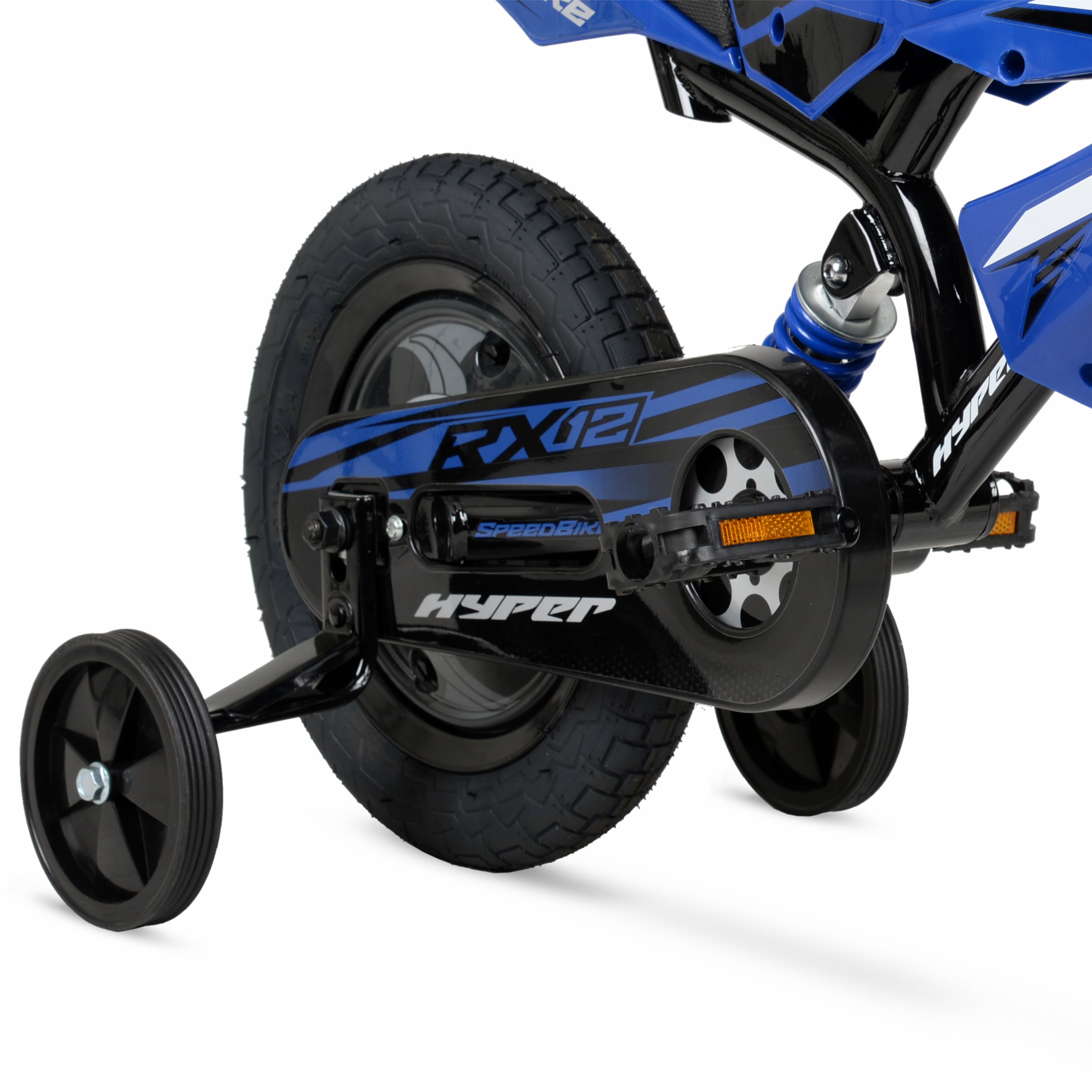 Hyper Bicycles 12 in Speed Bike for Kids, Durable Frame with Training Wheels (Blue, 12 in) tj38x