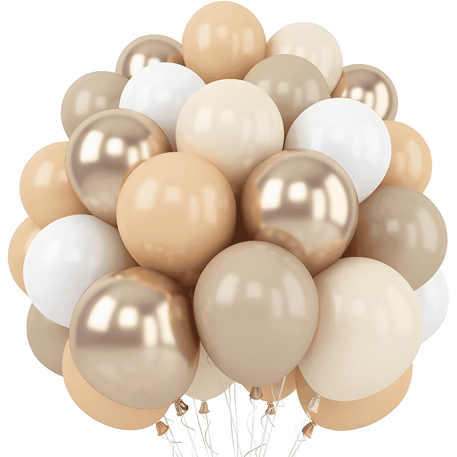 TICKJOY Boho Party Balloon Arch Kit, Double Stuffed Neutral Champagne and White Latex Balloons for Wedding and Baby Shower (60 Pack, 12 in) o12yy
