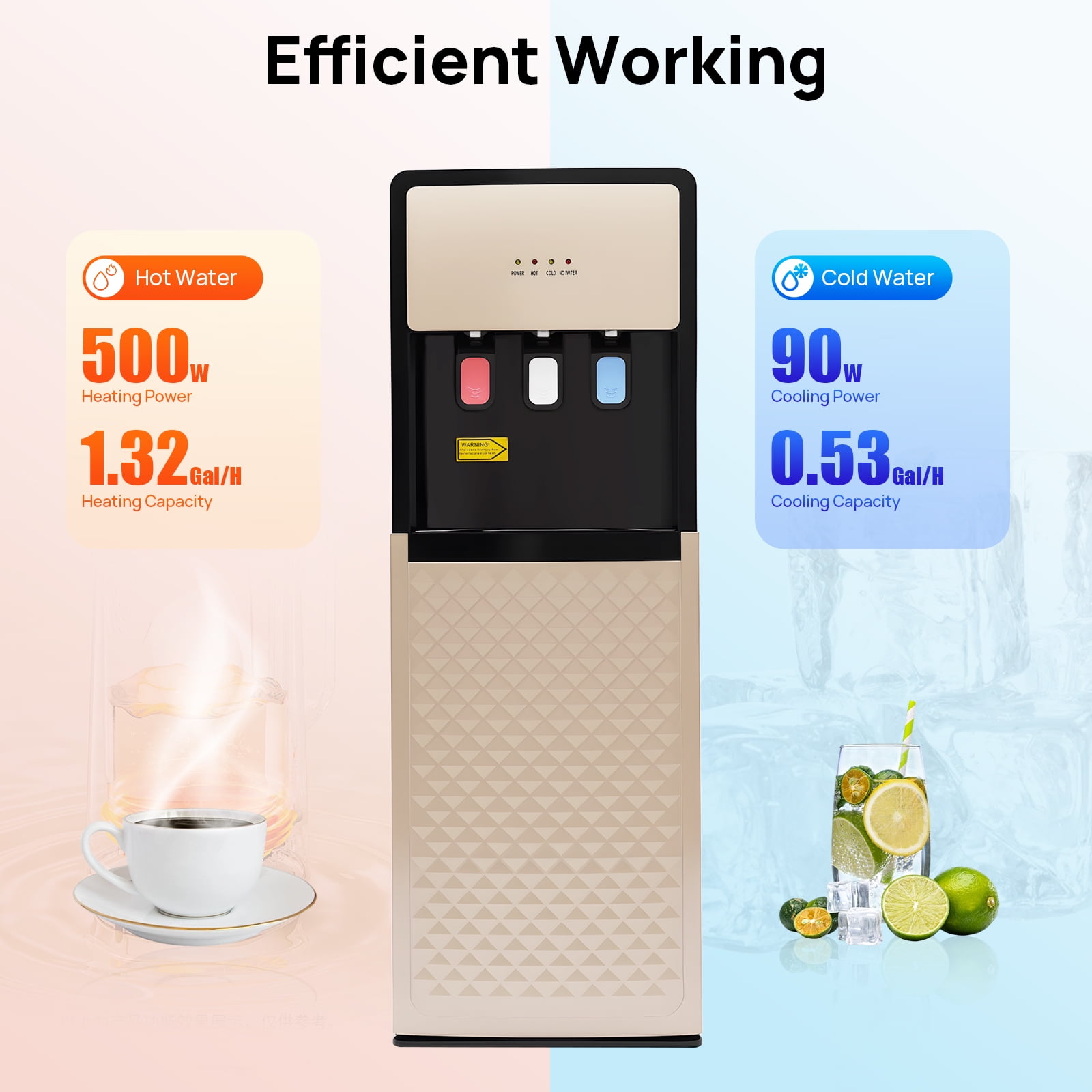 ChicHomey Bottom Loading Water Dispenser, Electric Water Cooler with 3 Temperature Settings (Champaign Gold) w01ly