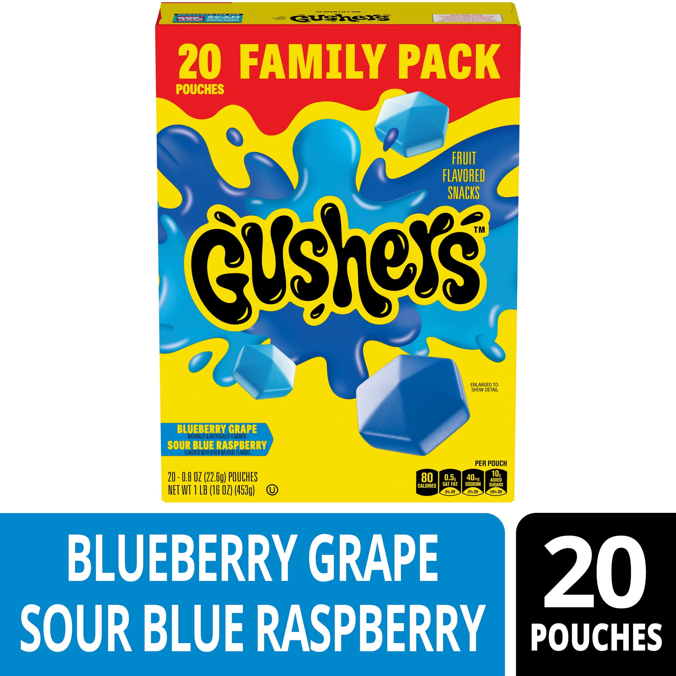 Gushers Fruit Flavored Snacks, Valentine's Day Edition, Juicy Center Chewy Treats (Blueberry Grape & Sour Blue Raspberry, 20 Ct, 16 oz) hr2nu