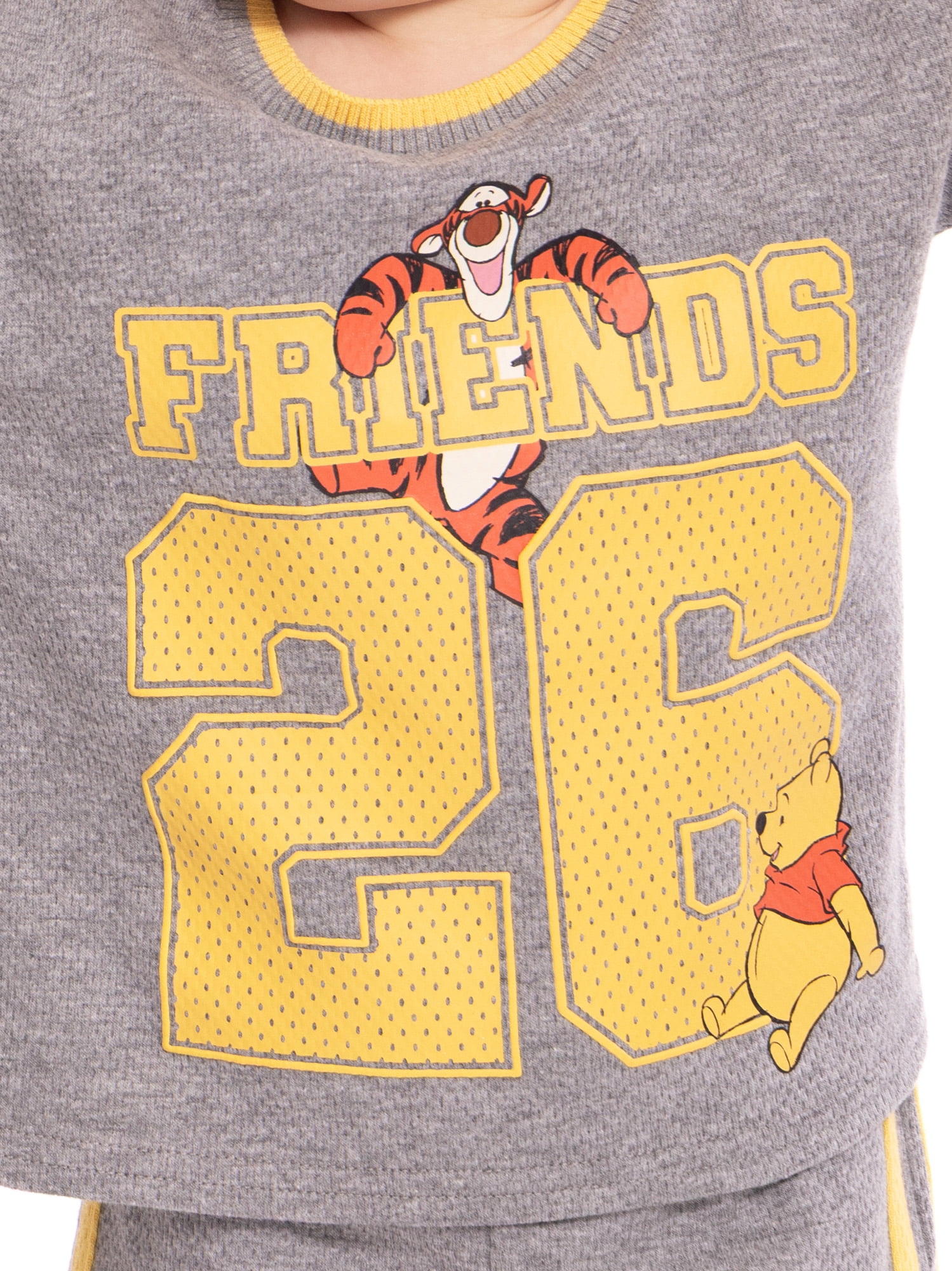 Winnie the Pooh Baby Boys Athletic Graphic T-Shirt and Shorts Set (Grey, 0-3 Months) z45dw