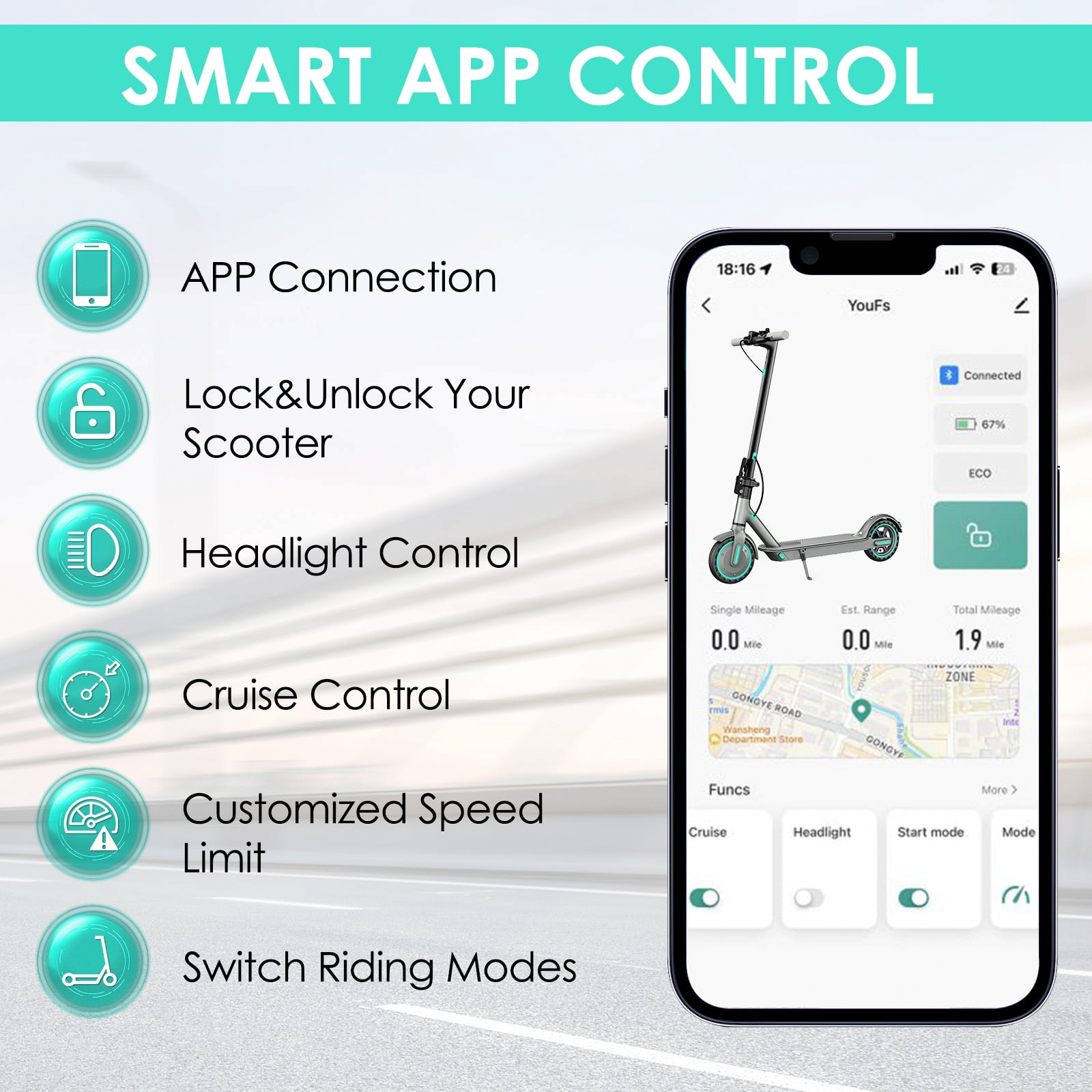 VortexRider Electric Scooter for Adults 350W Motor Folding Commuting E-Scooter (Blue, 8.5 in Tires) luq7g