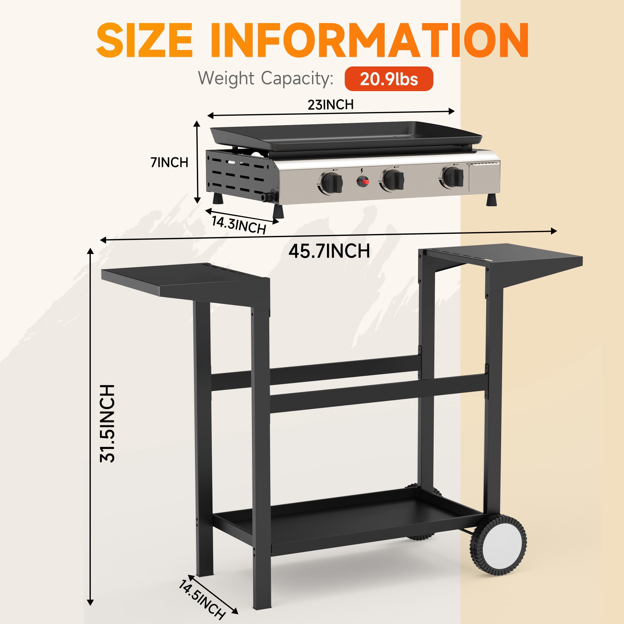 SKOK 3-Burner Propane Flat Top Gas Grill Griddle for Outdoor Cooking (Black, 23 in) mcju1