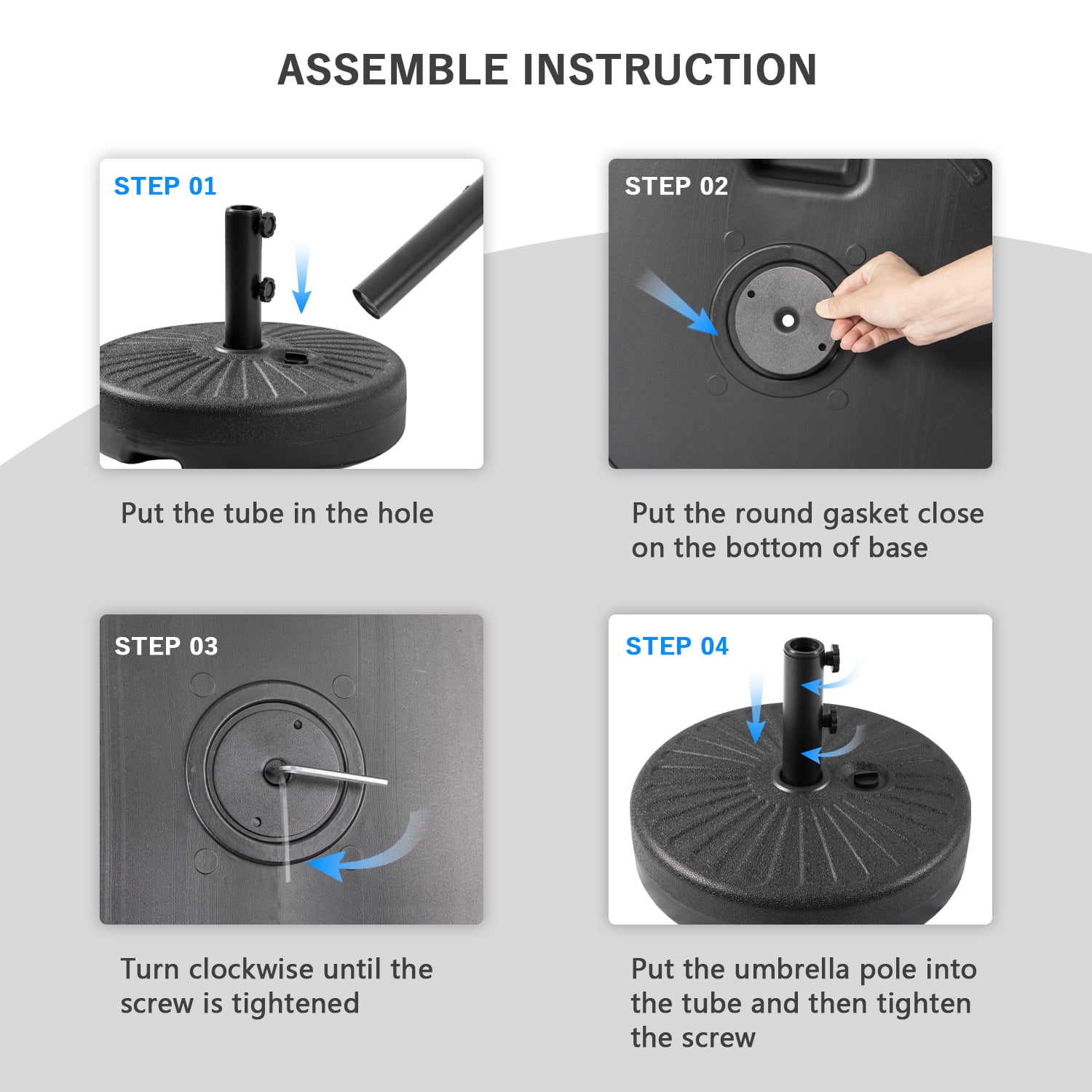 Autlaycil Heavy Duty Patio Umbrella Base Stand (Black, 48 lb) dwhd8
