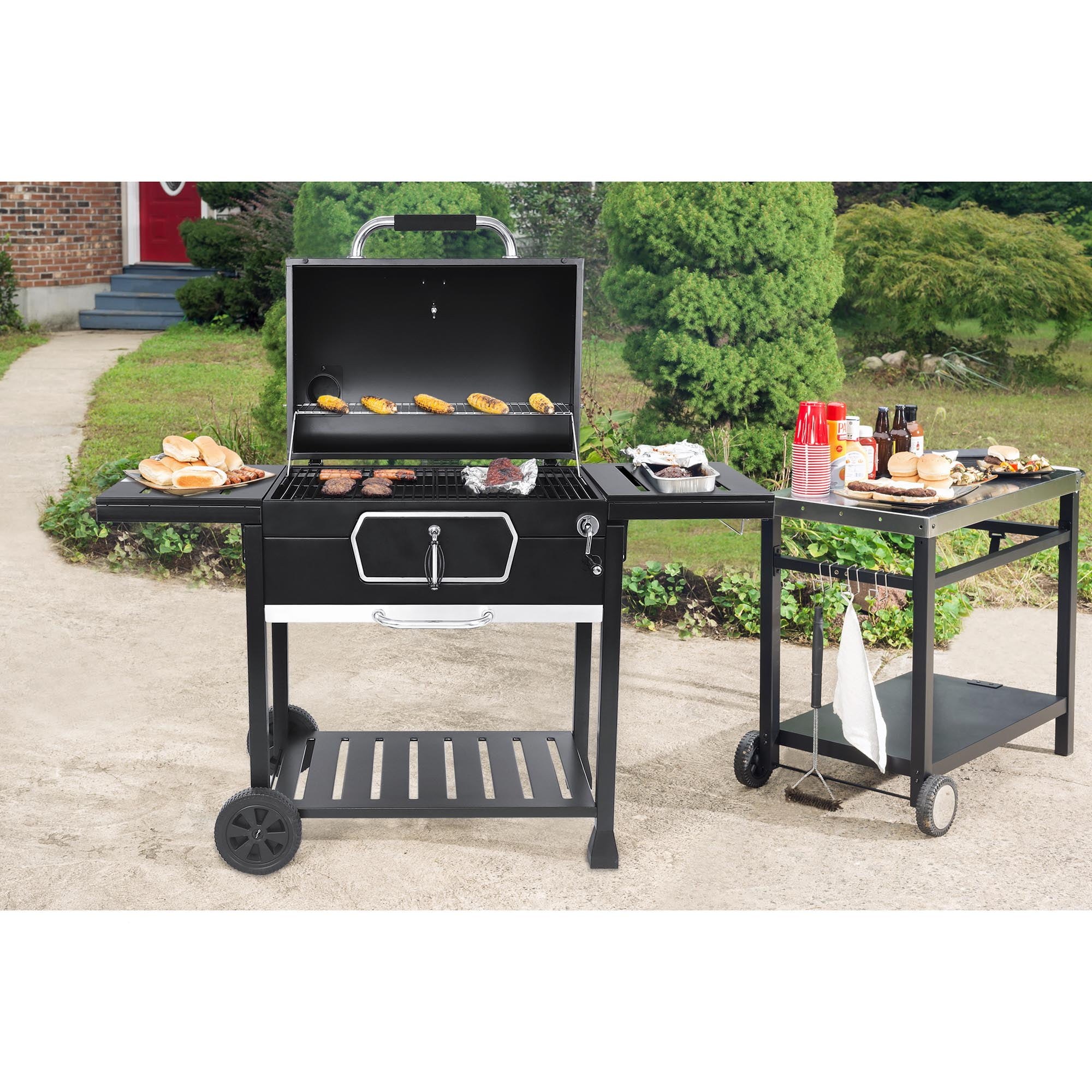 Royal Gourmet 30 in Deluxe Charcoal Grill and BBQ Smoker with Adjustable Pan (Black) xkxex