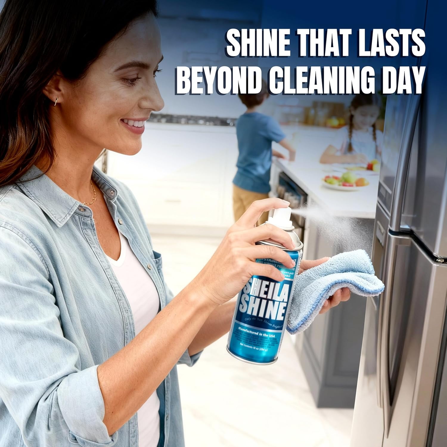Sheila Shine Stainless Steel Cleaner and Polish, Streak-Free Protective Coating for Kitchen Appliances (10 oz) itlo4