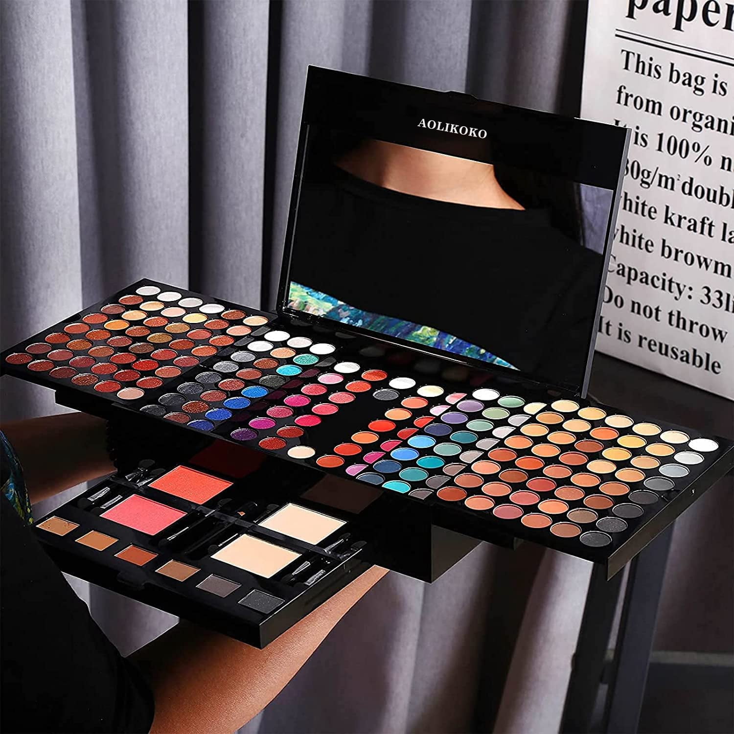 AOLIKOKO 190-Color Professional Makeup Kit (All-in-One Cosmetic Set with Eyeshadow, Lipstick, and Brushes, Multi-Color) vl7ty