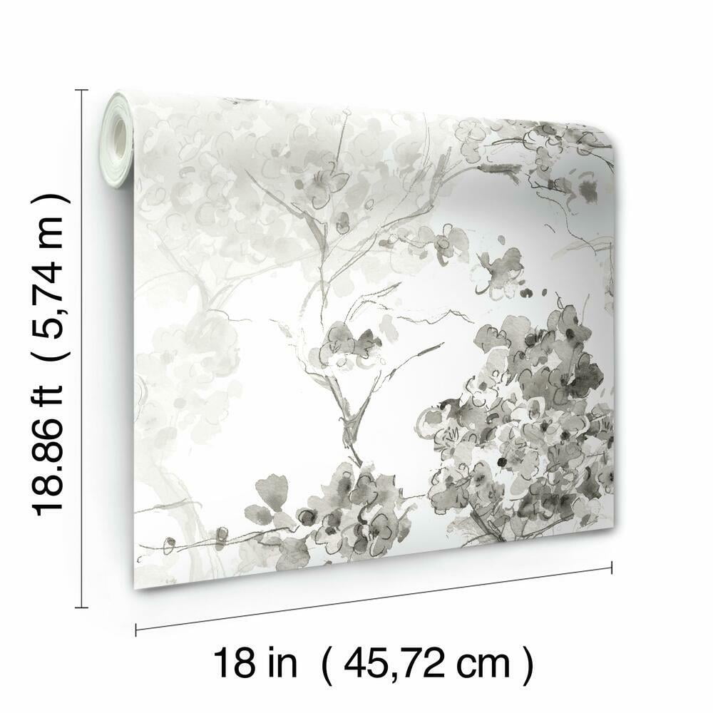 RoomMates Spring Cherry Blossoms Peel and Stick Wallpaper (Blue, 18 in x 18.86 ft) hohn8