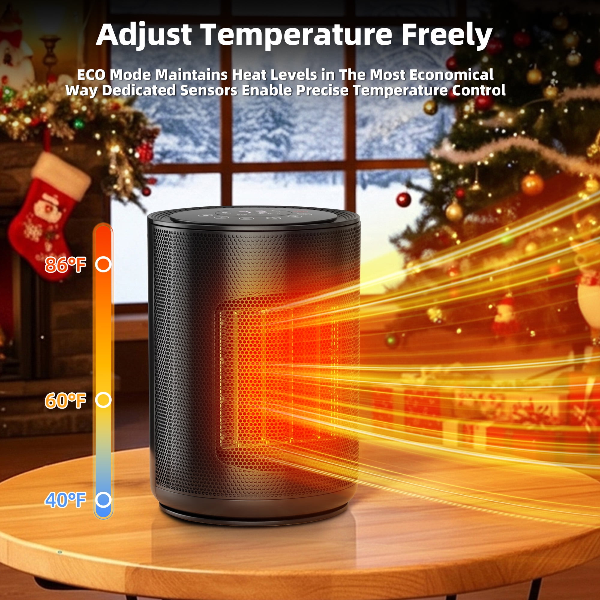 KissAir 1500W PTC Ceramic Space Heater with Remote Control and LED Display (Black, 1500W) kyq91
