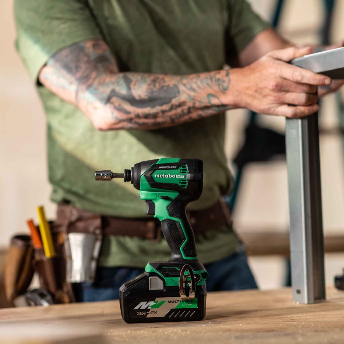 Metabo HPT 18V Cordless Impact Driver Kit, Brushless Motor, Variable Speed (Green, 1/4-In Chuck) bpxpi