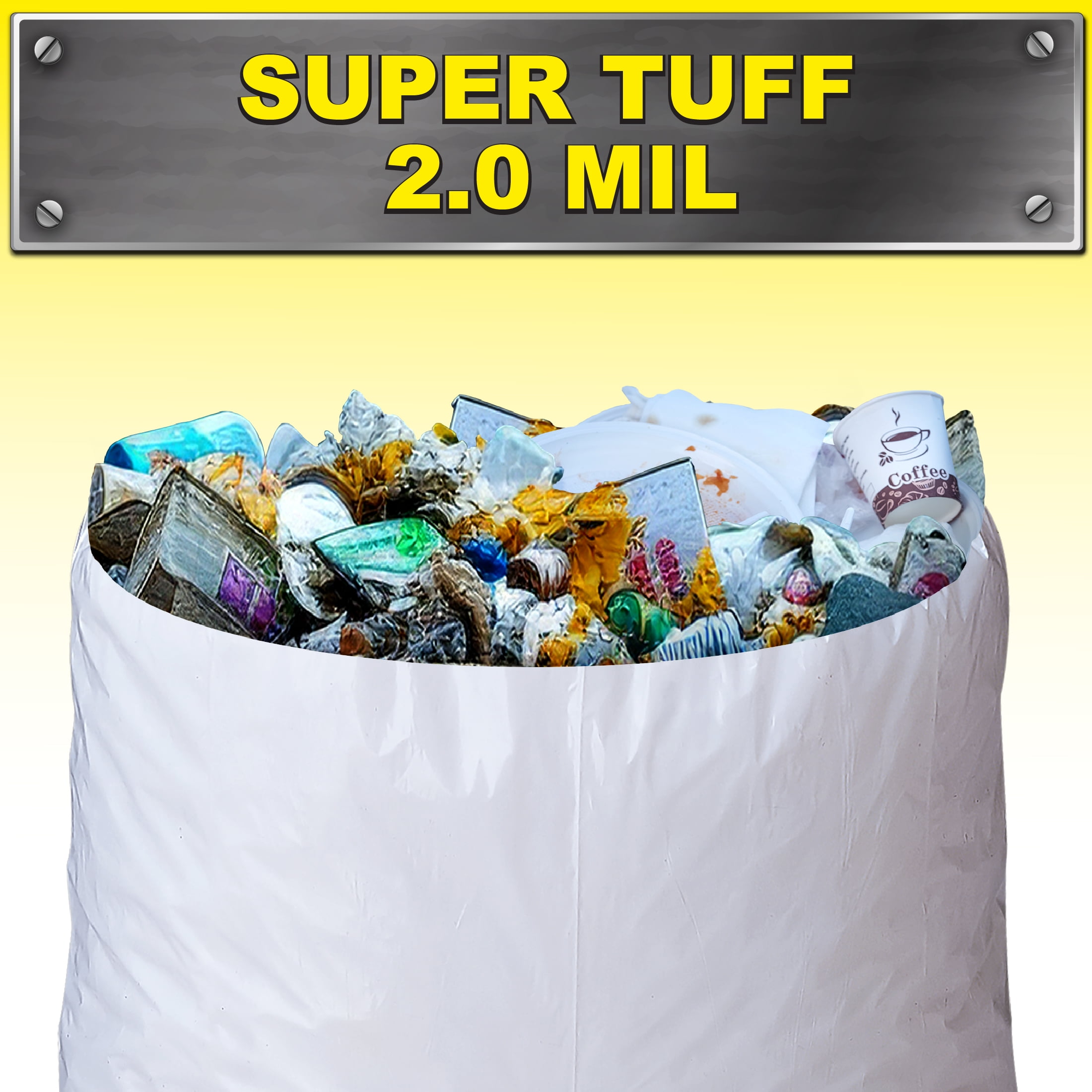 Brute Super Tuff Compactor Trash Bags, Heavy-Duty Kitchen Garbage Liners with Odor Control (White, 20 Gallon, 20 Count) ug8pk