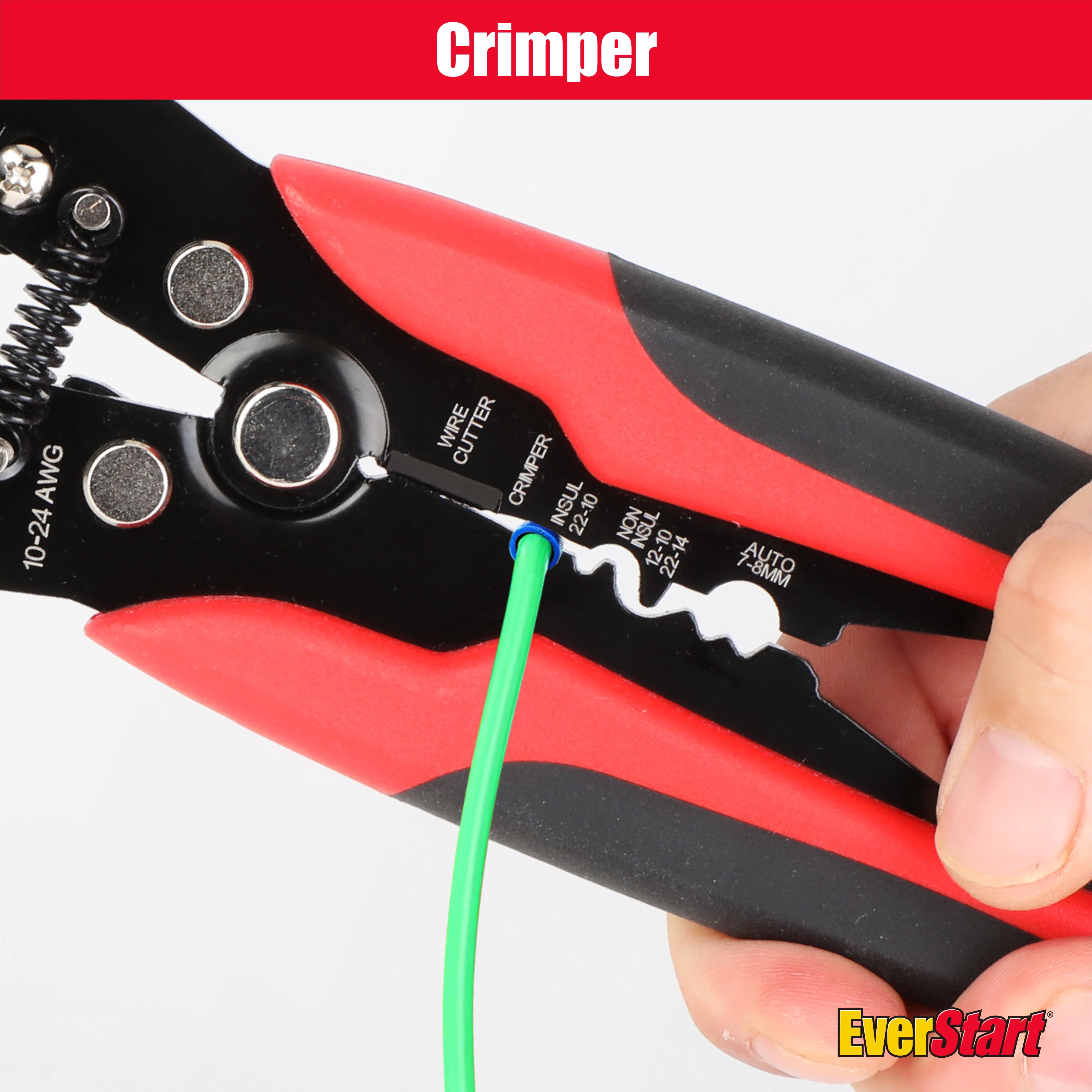 EverStart Self-Adjusting Wire Stripper for 10-24 AWG Wires (Black, 8 in) aqyye