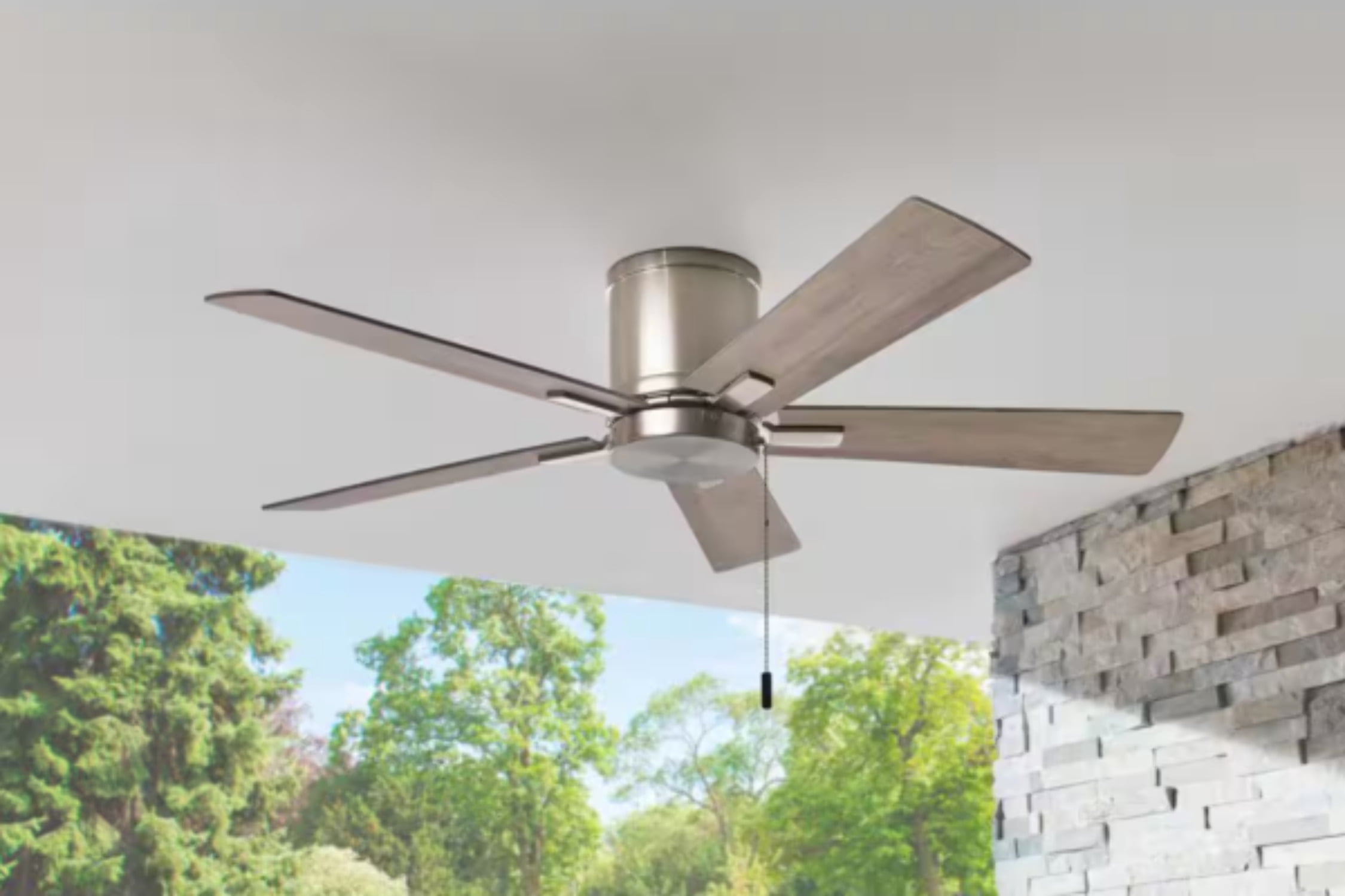 Grantway Ceiling Fan Indoor Covered Outdoor Brushed Nickel Finish (48 in) 9hshh
