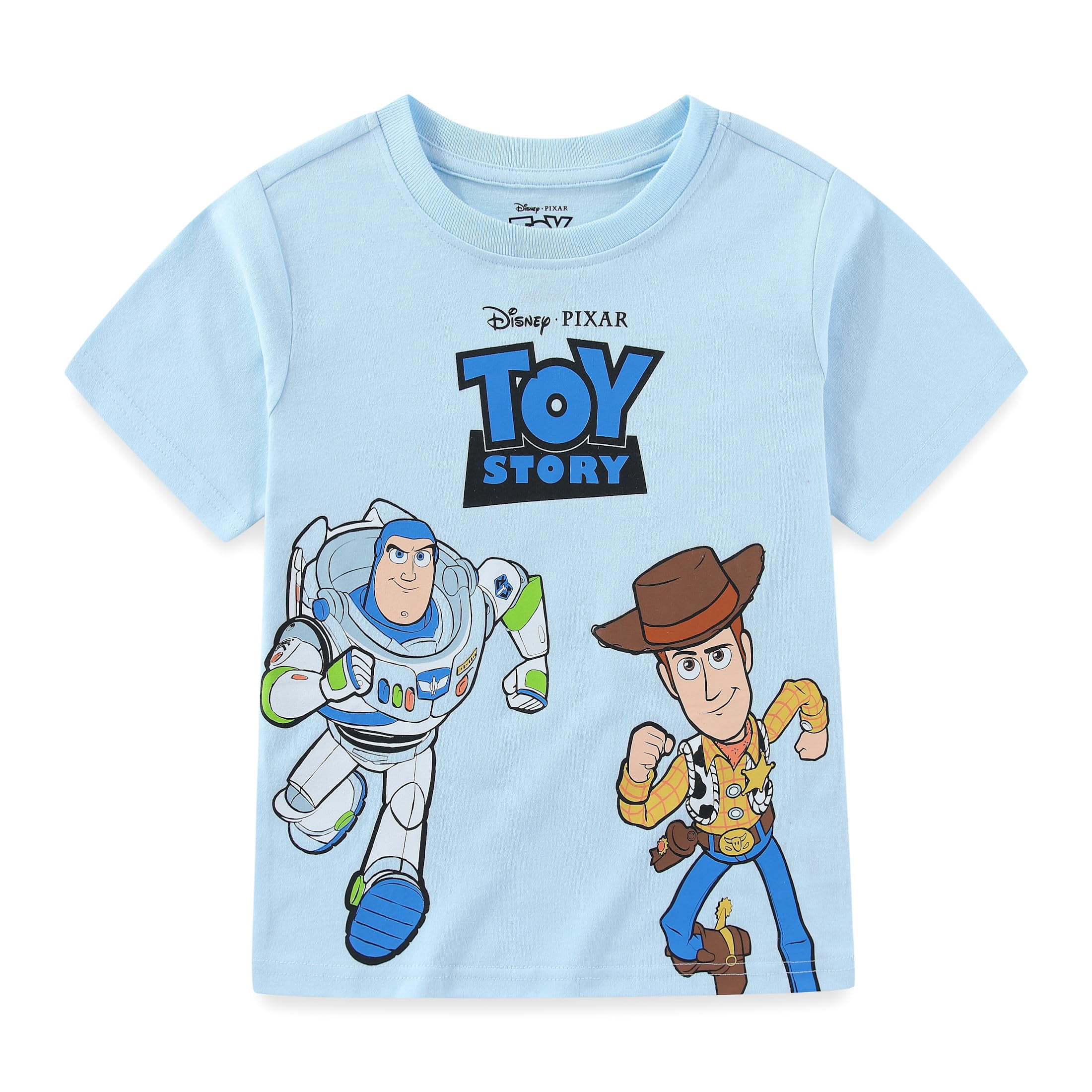 Disney Toy Story Woody and Buzz Lightyear Short Sleeve T-Shirt and Shorts Outfit Set (Blue, 2T-7) b4to3