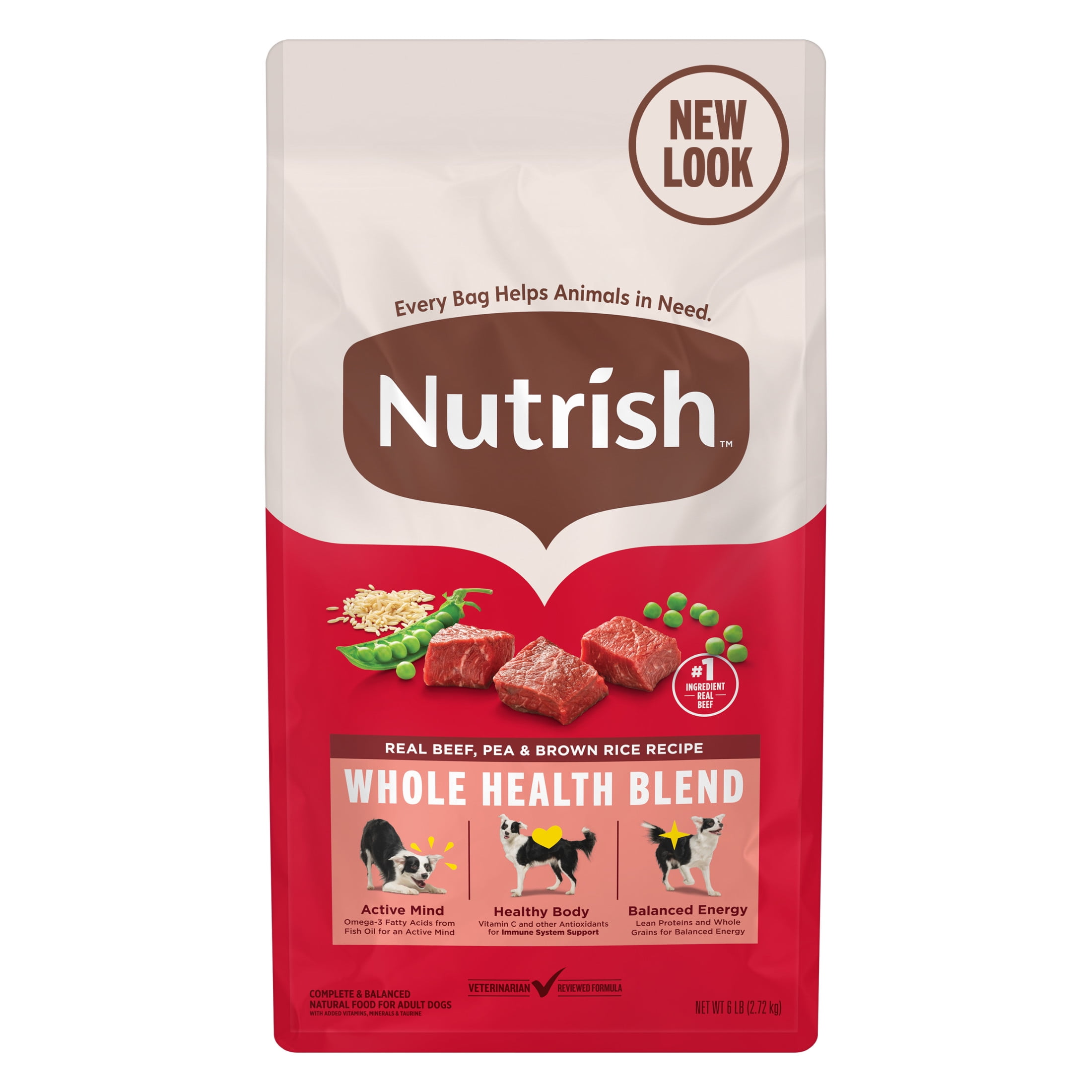 Rachael Ray Nutrish Natural Dry Dog Food, Real Beef, Pea & Brown Rice Recipe (Brown, 6 lb) 72gnc