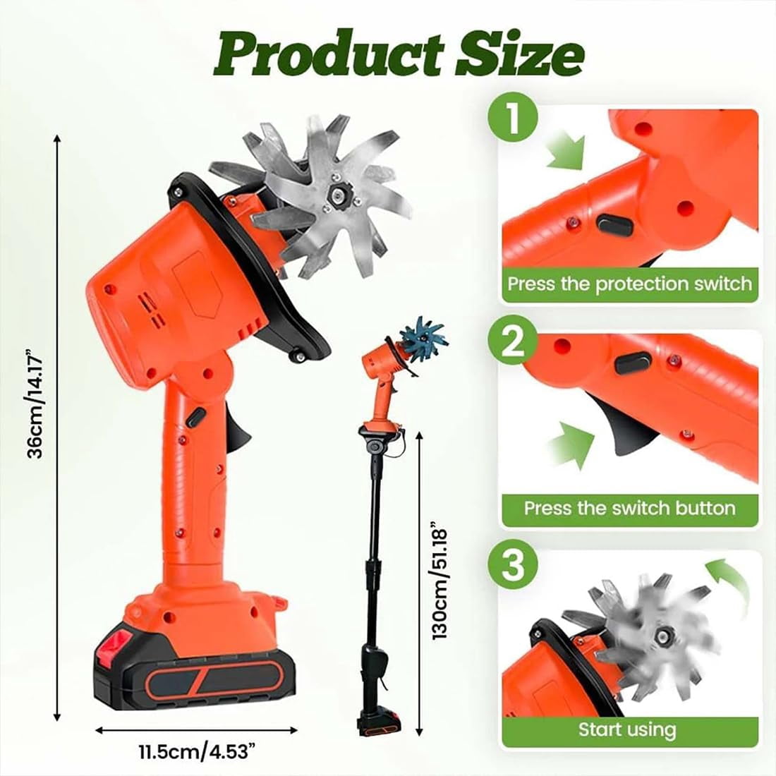 Generic 21V Cordless Mini Tiller Cultivator, Electric Garden Soil Tiller with 4 Steel Tines, Dual 1.5Ah Batteries and Charger (4 in Width) 29s24