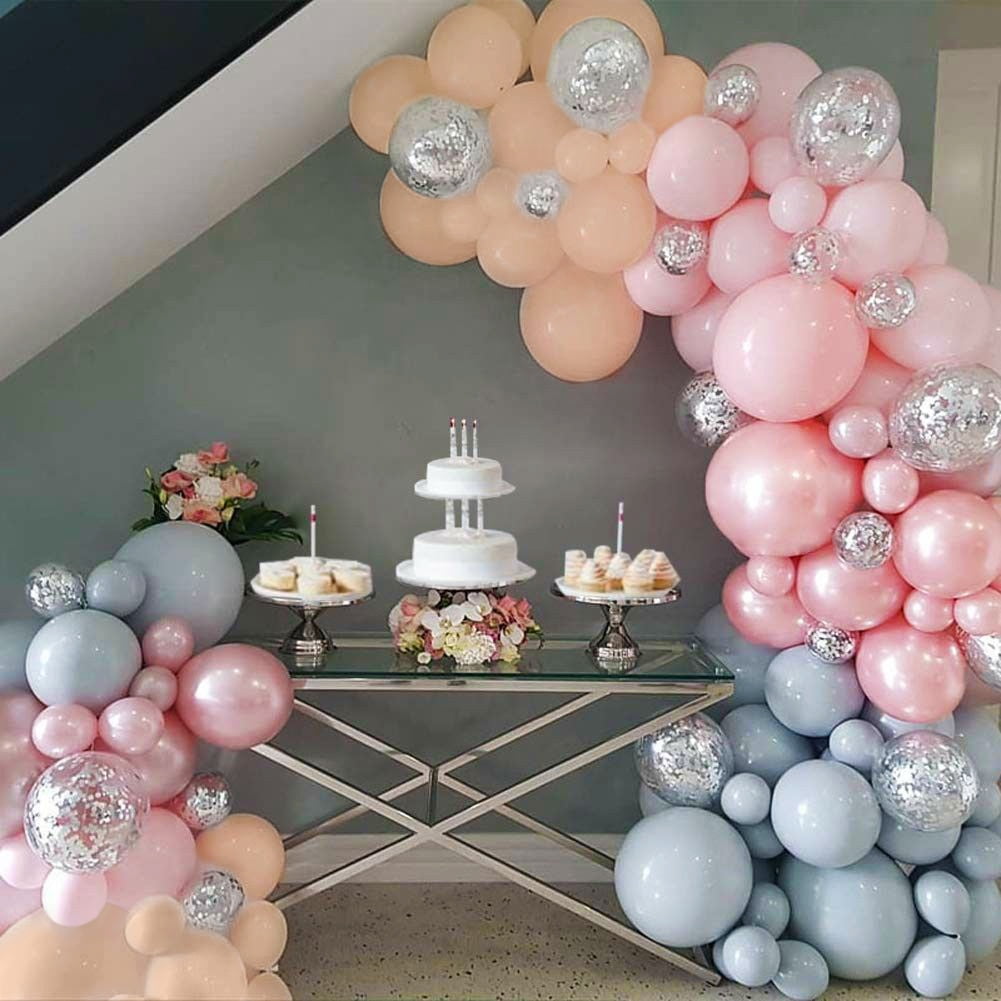 MMTX 121pcs Peach Pink Balloon Garland Arch Kit for Birthday Wedding Party Decoration (Pink, 121 Pieces) w36jm