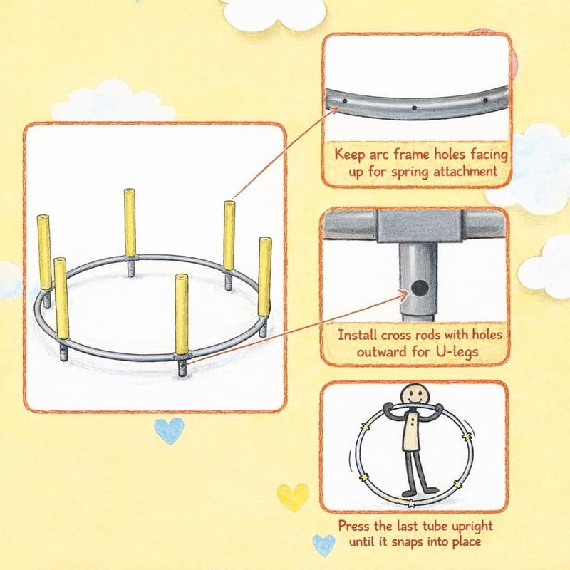 SIMENMAX 55 in Kids Trampoline with Enclosure, 4-in-1 Toddler Activity Center with Gymnastics Bar, Basketball Hoop, and Swing (Yellow, 55 in) cnizl