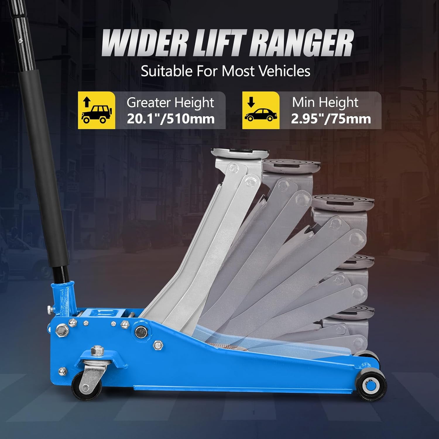 Ktaxon 3 Ton Low Profile Hydraulic Floor Jack for SUVs and Trucks (Blue, 6600 lb Capacity) am1pu