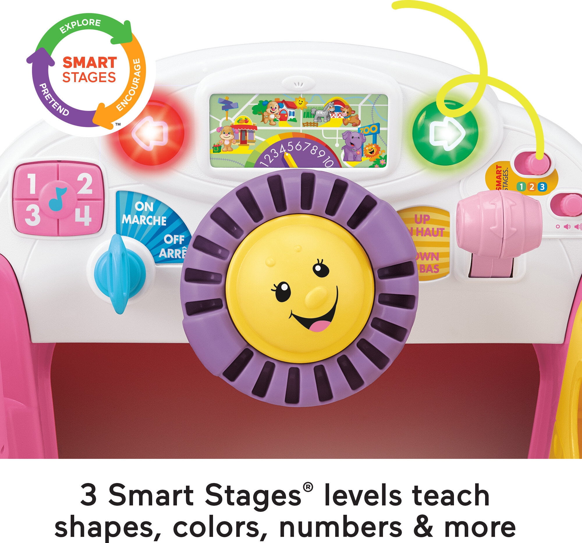 Fisher-Price Laugh & Learn Crawl Around Car, Electronic Learning Activity Center for Infants (Pink, 1 Unit) 4qu1u