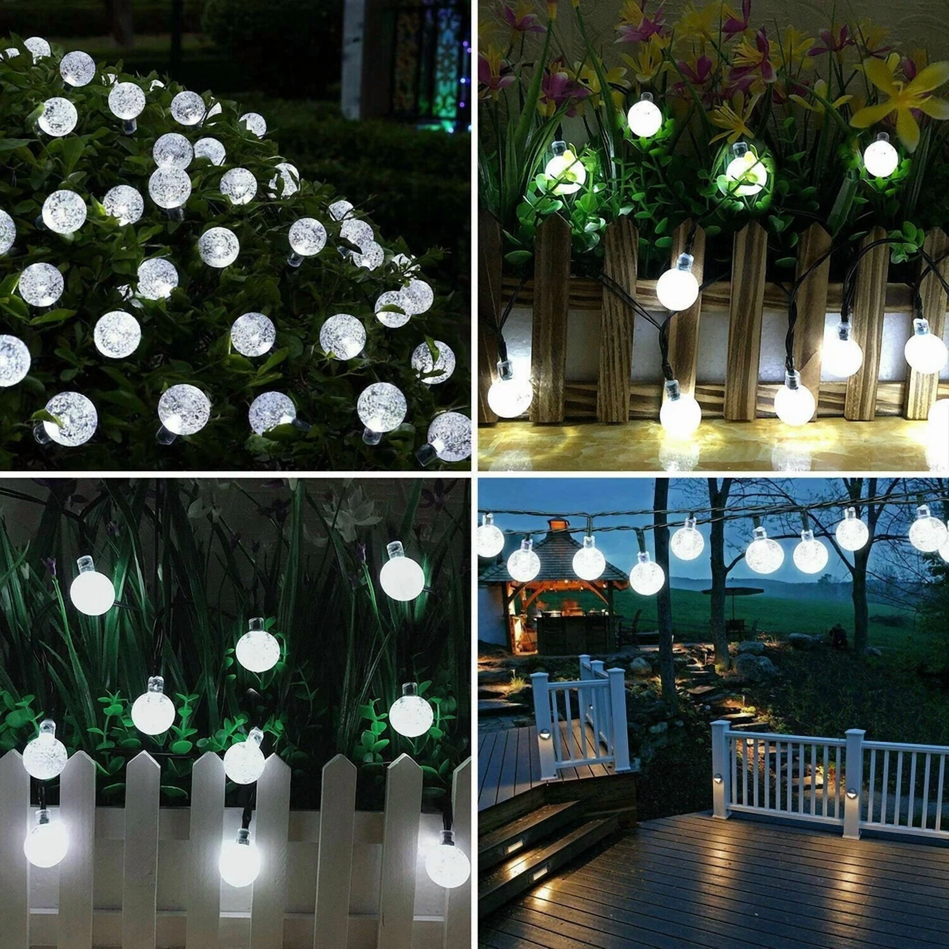 Purely Elizabeth 50 LED Solar String Lights Outdoor Waterproof Crystal Globe Lights for Garden Yard (25 ft) 16m90